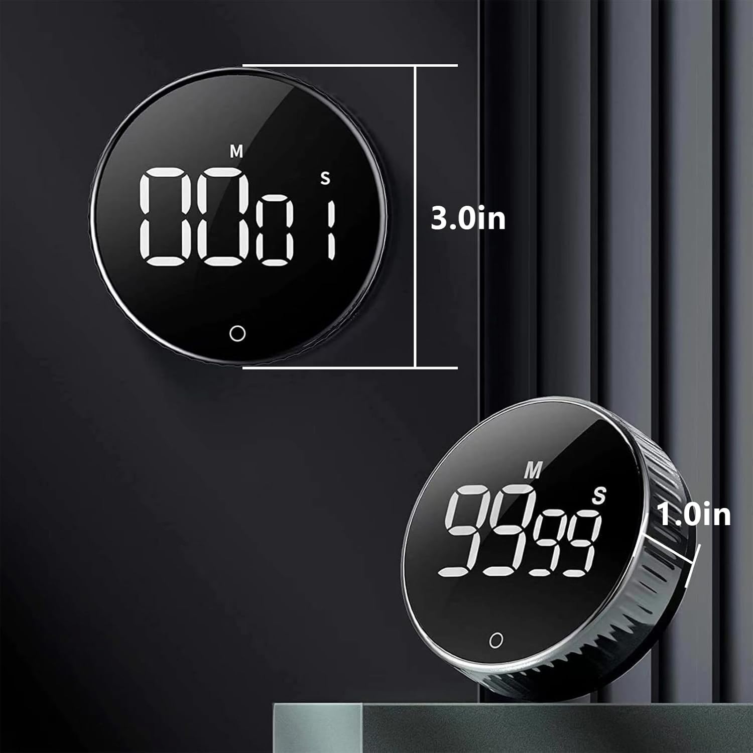 Magnetic Digital Kitchen Timer with LED Display, 3-Level Volume Adjustable Shower Timer, Portable Accurate Countdown Twist Timer for Cooking Studying Teaching Classroom Gym Office image number 2