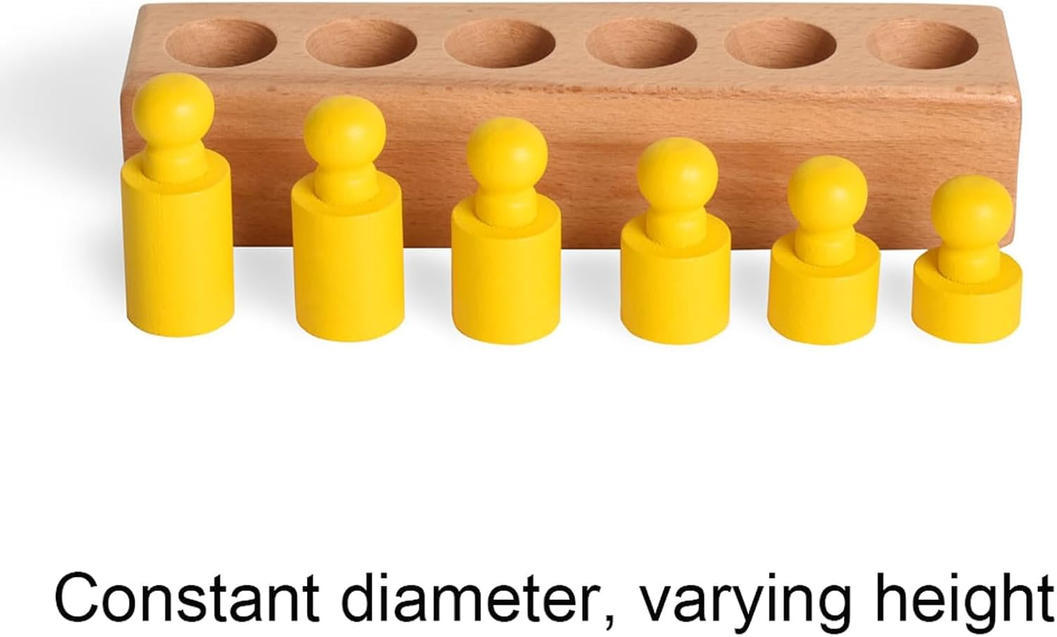 BOHS Montessori Knobbed Cylinders Blocks - 6 Pegs / 6.7 Inches - Colorful Wooden Early Home School Toys - 4Pcs Set image number 4