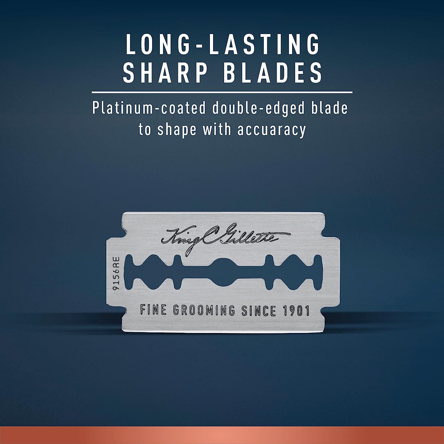 King C. Gillette Double Edge Safety Razor Blades 10 Count, Stainless Steel Platinum Coated Blades image number 4