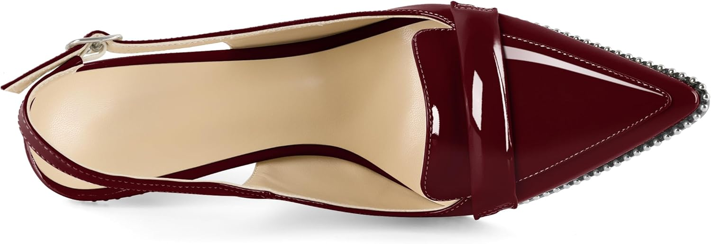 Esvowido Slingback Heels for Women Stilettos Beaded Pointed Toe Shoes Slip on Loafers Pumps High Heel Shoes for Women image number 5