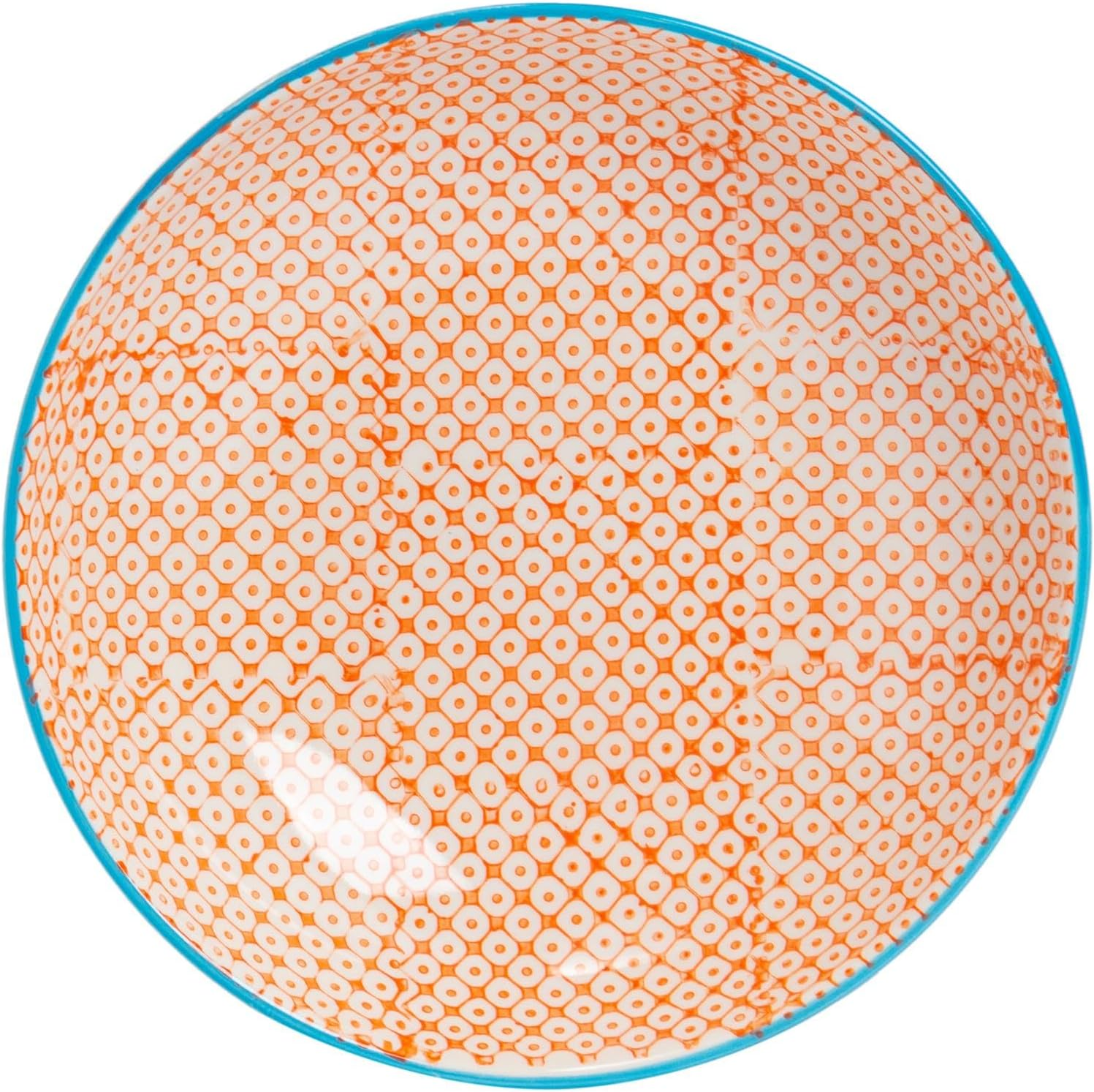 Nicola Spring Patterned Pasta Bowls - 3 Colours - Pack of 6 - Porcelain Flower Print Design Rice Serving Bowls for Cereal, Fruit, Dessert, Salad, Noodles, Snacks