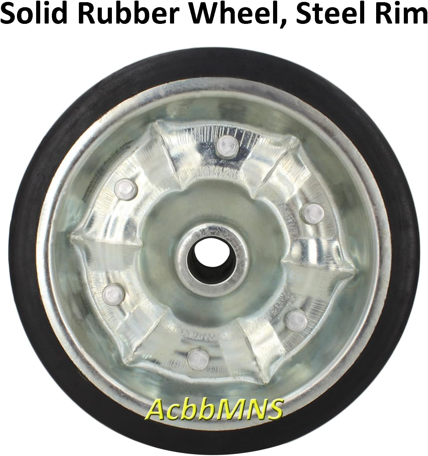 Acbbmns 8" (200Mm) Jockey Wheel Solid Rubber Replacement Wheel Tyre Tire Trailer Caravan, Diameter 200 Mm, Tyre Width 55 Mm, Bore 16Mm