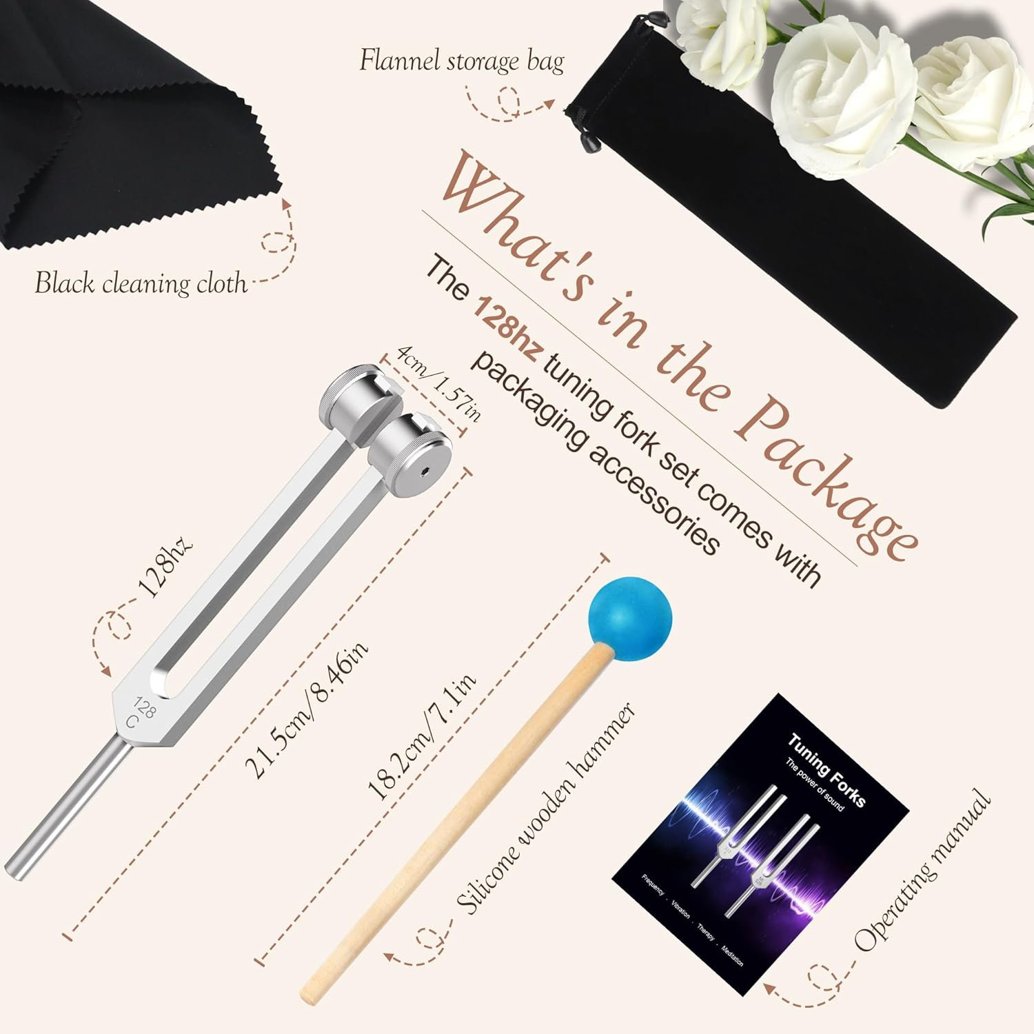 128Hz Tuning Fork - Aluminium Alloy with Silicone Hammer & Carry Pouch - Perfect for Yoga, Meditation & Relaxation image number 5