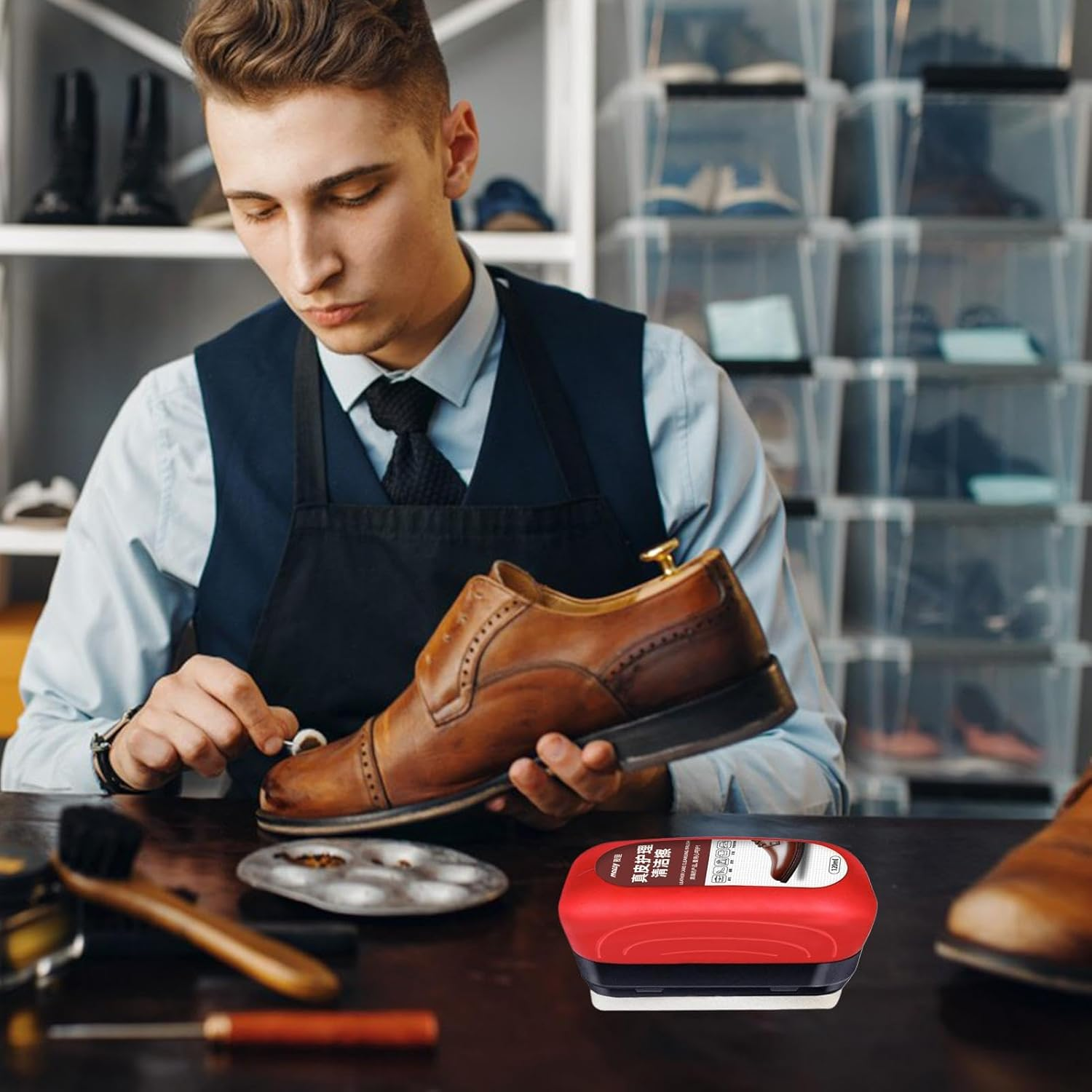 Cleaning Brush for Automotive | Leather Furniture Color Restorer | Leather Cleaning Dusters for Leather Shoes, Boots, Wallet, Belt, Jacket image number 2