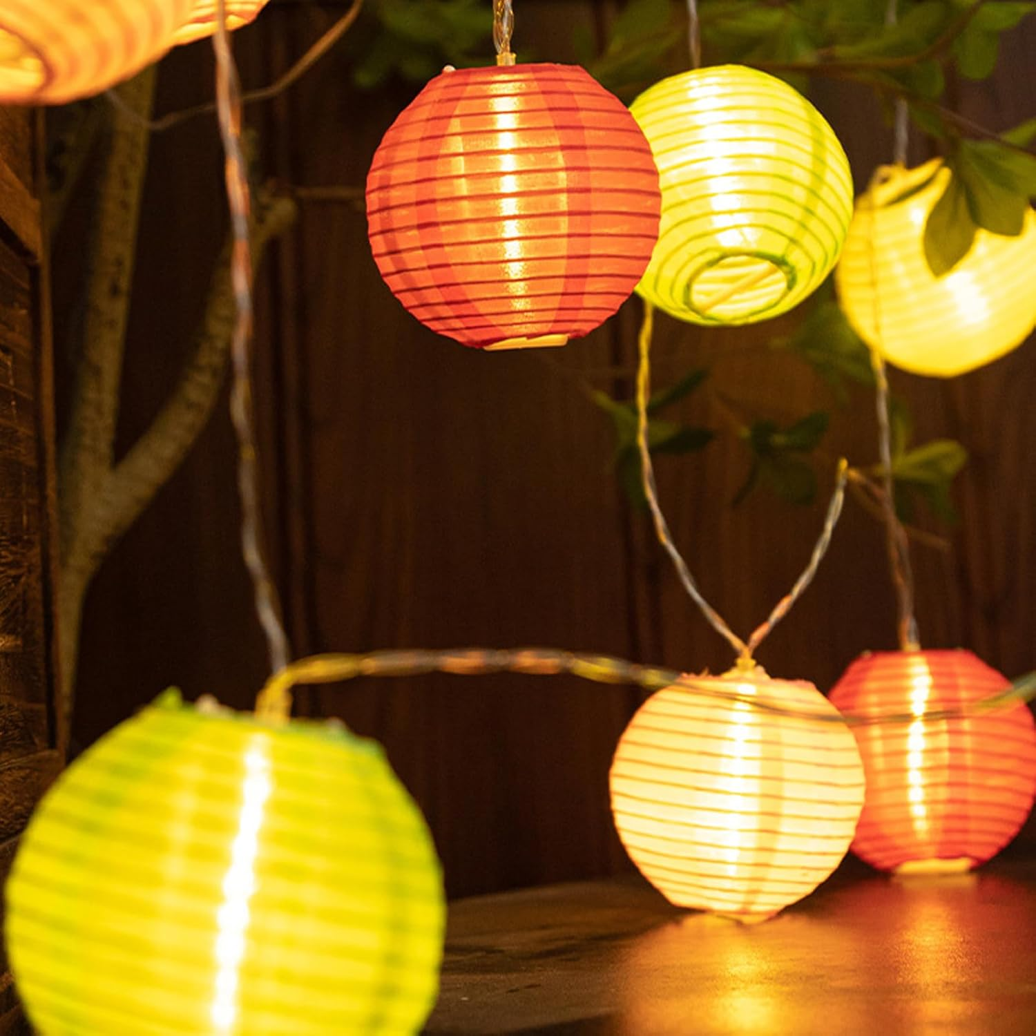 ENLACE Paper Lantern String Lights 10 LED Lanterns 2 Metres Multicoloured 7.5Cm Diameter image number 5