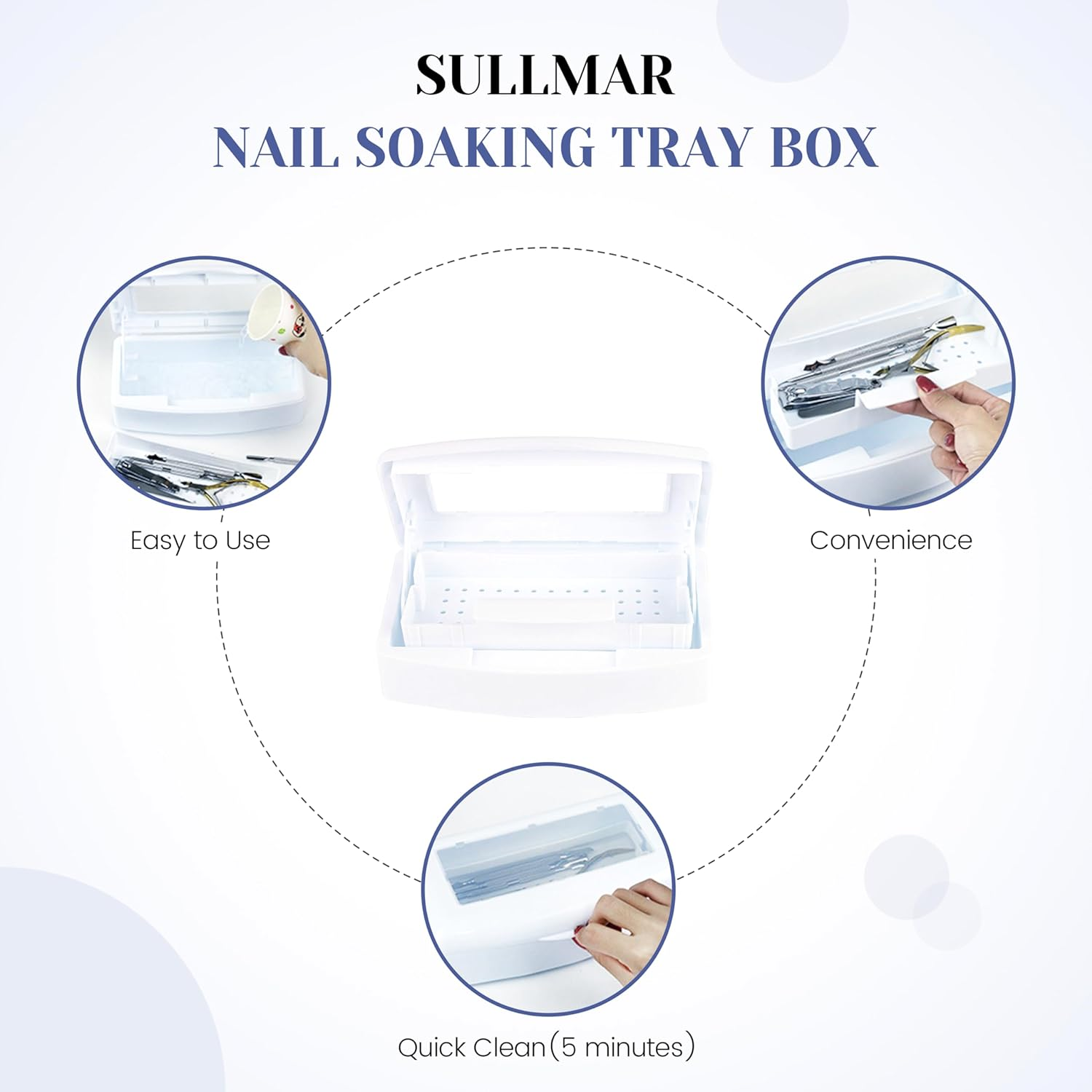 SULLMAR Nail Tool Sterilizers Nail Soaking Tray Box Cleaner Pot for Eyelash Scissors Tweezers Nail Art Tools Manicure Lash Soaking Tray Clean Box image number 1