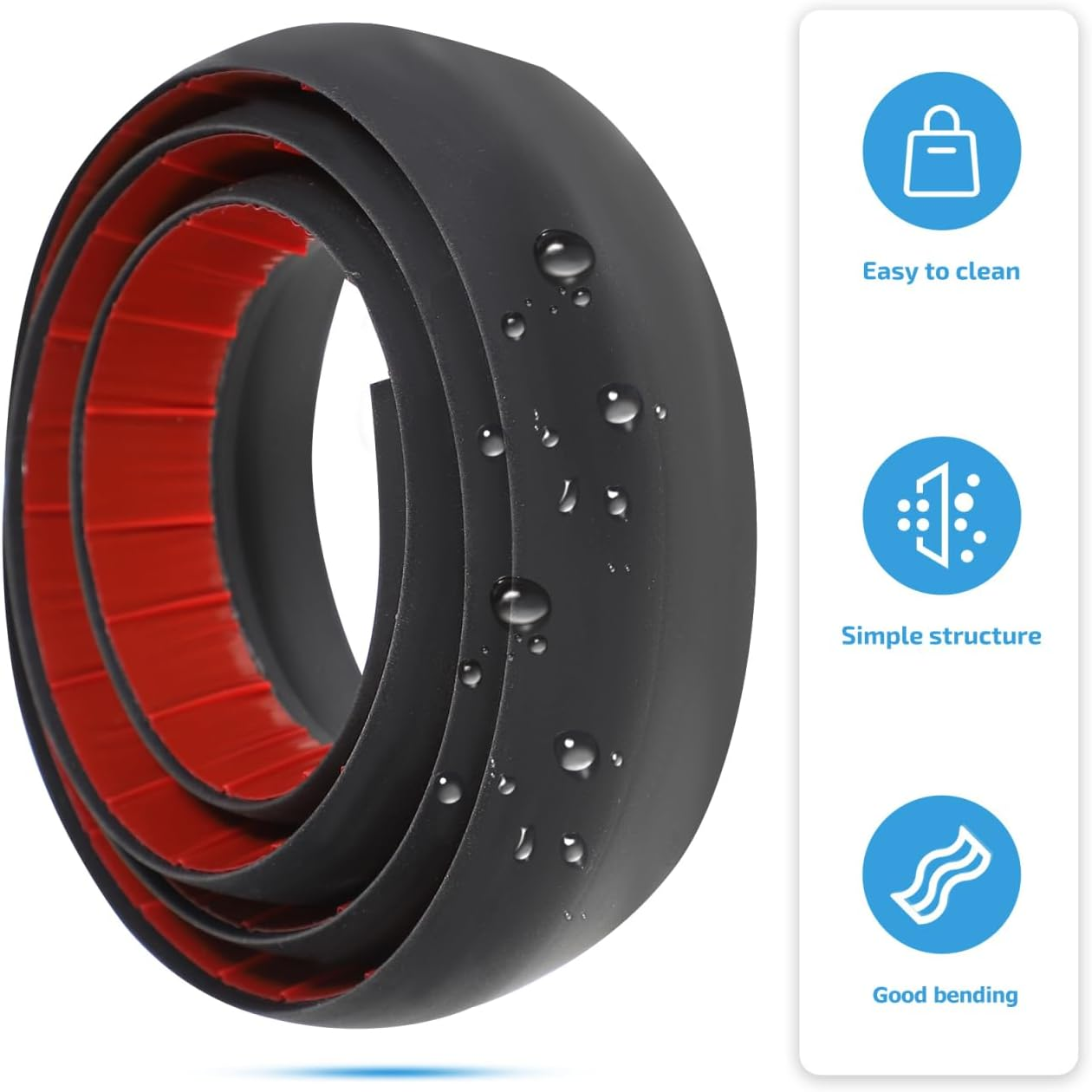 TEHAUX Floor Transition Strip - Self Adhesive Carpet Flooring Strip Edging Trim Black 5Mm for Doorways Door Threshold image number 2