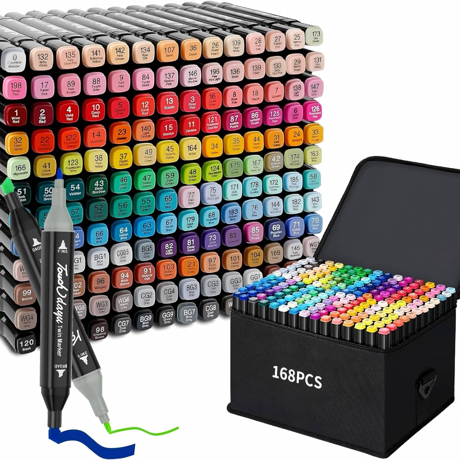 Markers with Base, 262 Colors Markers Artist Drawing Art Dual Tip Markers Perfect for Kids Boys Girls Adult, for Coloring, Highlighting, Illustration Kids Adults Family Art Painting, the Best Gift