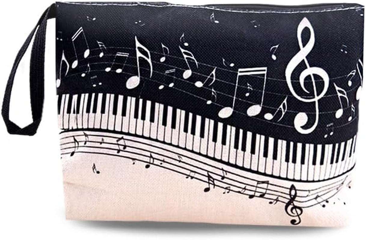 Piano Musical Cosmetic Bag for Women Pianists Music Enthusiast Canvas Makeup Pouch Perfect Birthday Music Festival Gifts for Piano Lovers Teachers image number 6