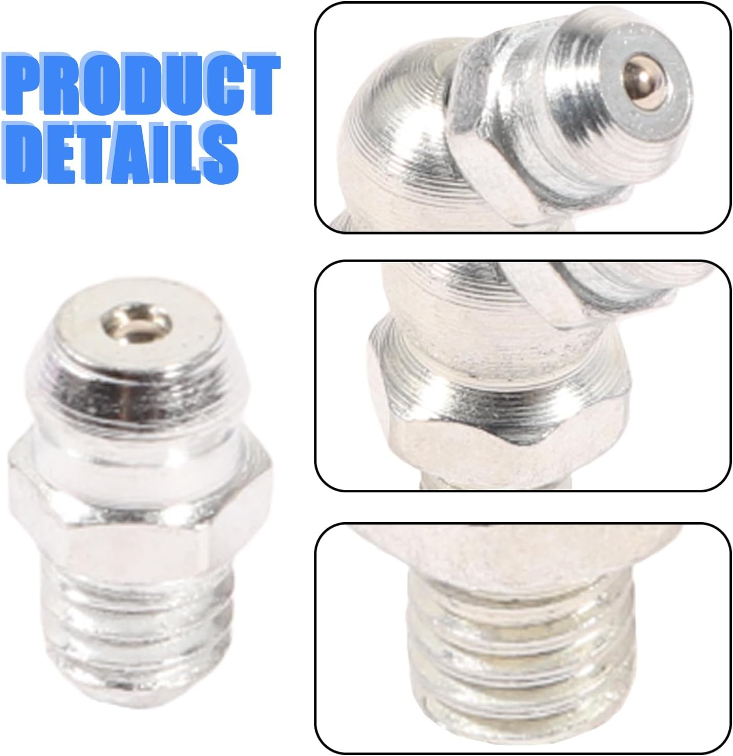 Grease Fitting Kit, M6 M8 M10 Metric Hydraulic Grease Zerks with Straight Head 45&deg; 90&deg; Angled Heads and Plastic Caps, for Automotive Industrial Lubrication