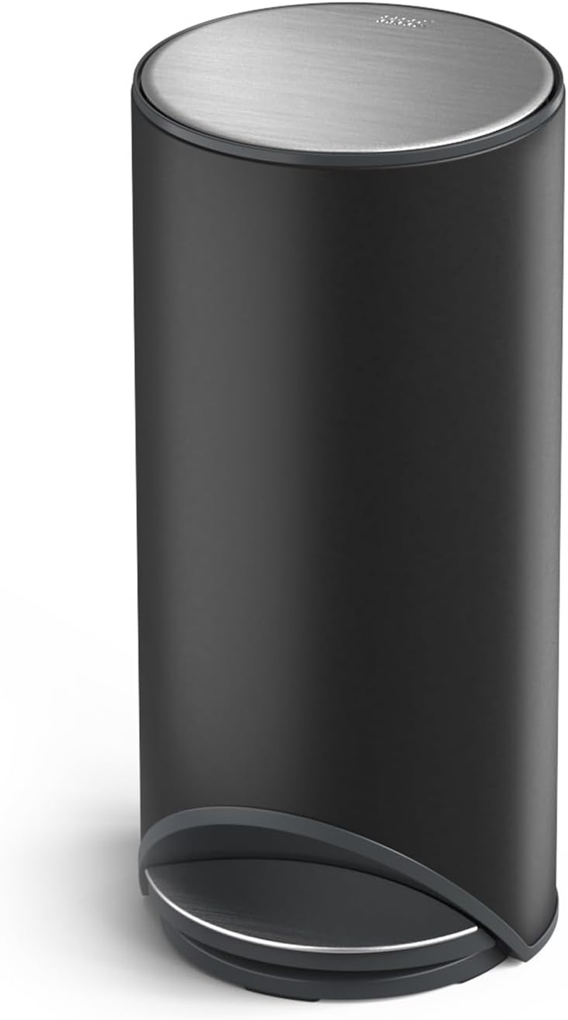 Joseph Joseph Arc 30L Slimline Pedal Bin with Easy Push Pedal, Liner Pocket, Odour Seal, Soft-Close Lid, Fingerprint-Proof, Removable Inner Bucket, Carbon Black