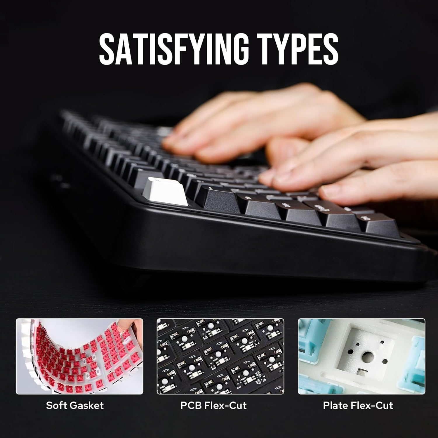 EPOMAKER TH99 Tri-Mode Wireless Mechanical Keyboard, Hot Swappable Custom Keyboard, RGB Gaming Keyboard with Numpad, Gasket Creamy Keyboard for Pc/Mac/Office/Gaming (Black) image number 4