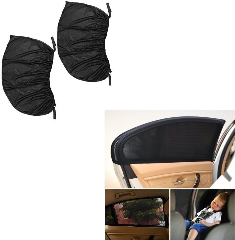 2Pcs Car Window Shade for Baby Universal Fit Adjustable Shade Breathable Mesh Car Curtains Window Net C a R Rear Door Outdoor Camping Netting (L) image number 1