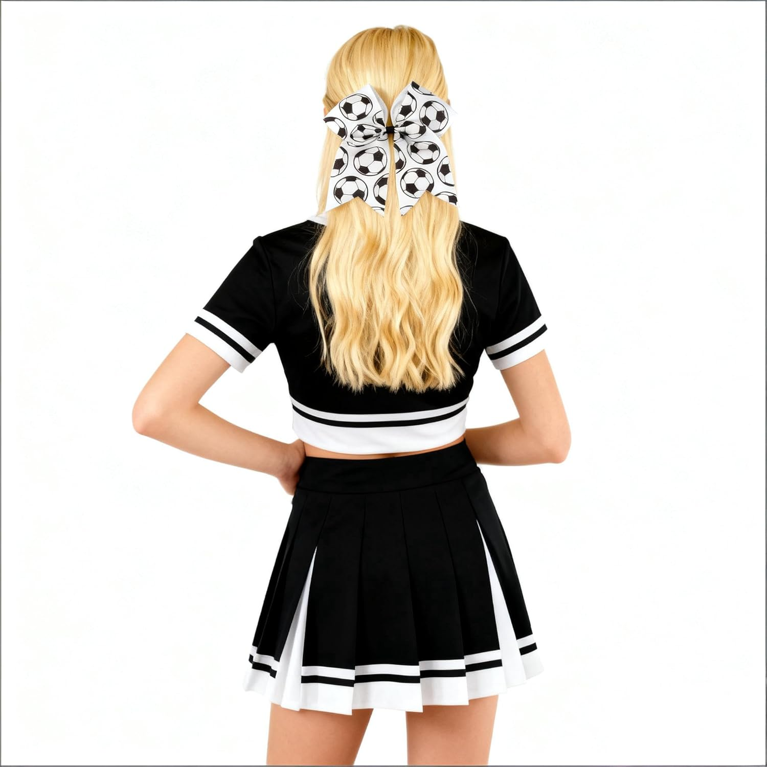 JCLIFE Soccer Hair Ties for Girls | Soccer Sport Hair Bands Ponytail Holders & Bows for Players Teams, Set of 2 image number 4