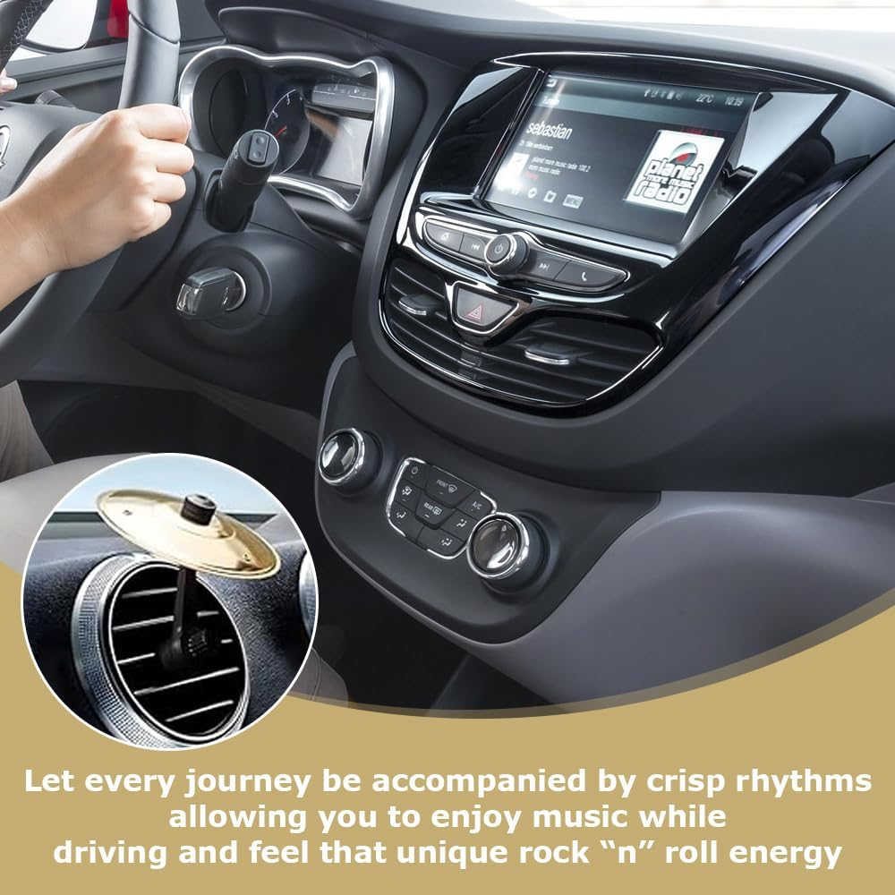 MOTRAIN 2 Pcs Car Crash Cymbal/Mini Cymbal Drum Decoration,Drum Cymbal Air Vent & Mini Crash Cym for Car Ventilation,Easy Installation image number 5