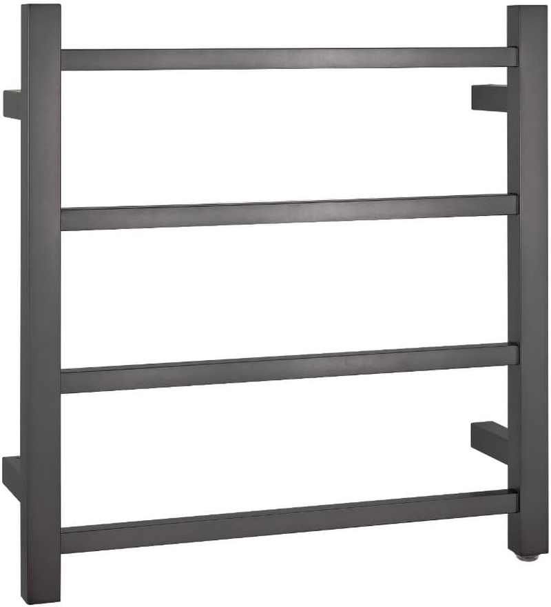 Electric Heated Towel Rack Wall Mounted Towel Rail 4 Bars Square (Black)