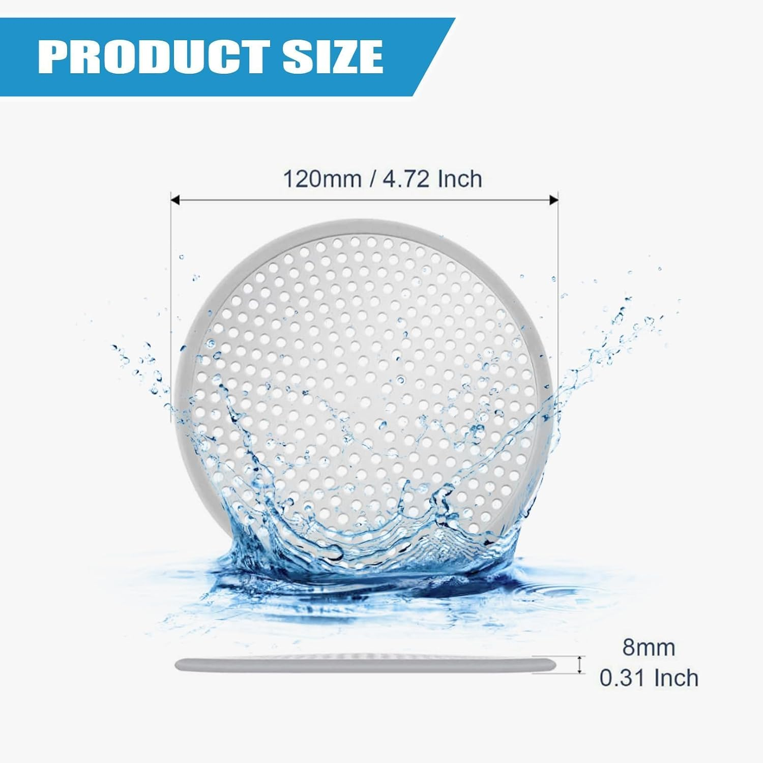 1 Pcs Shower Drain Hair Catcher,Stainless Steel Drain Cover,Bathroom Sink Strainer,Plughole Hair for Shower, Kitchen, Floor, Sink Plug Protector, Reusable, Robust Catcher Sewer Prevent Drain Clog image number 2