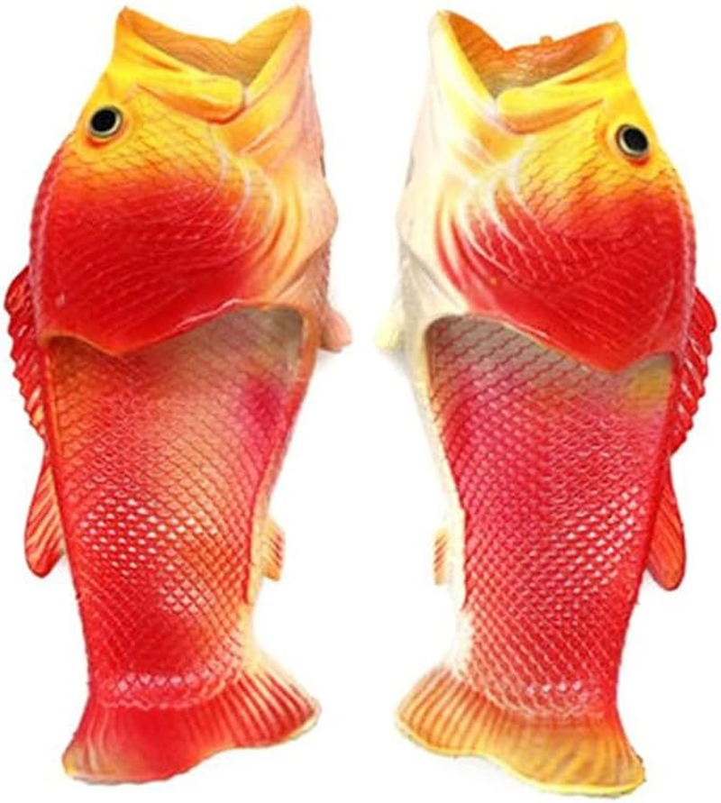 Funny Fish Slippers Children Adult Footwear Unique Design Family House Shoes Summer Beach Parent-Child Sandals Large Size, Red, 34-35 image number 1
