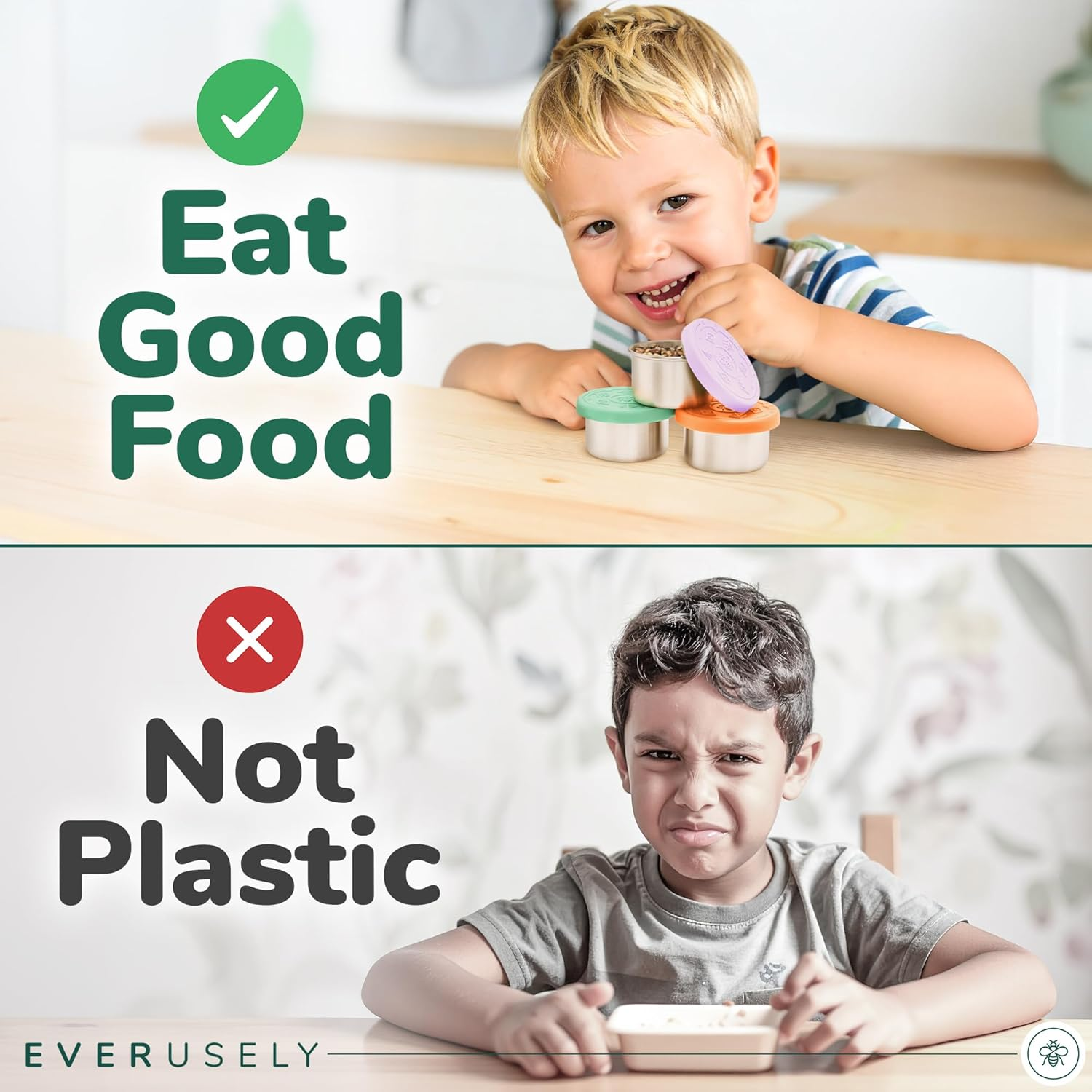 Everusely 3 X 1.7Oz Leakproof Salad Dressing Container to Go, Stainless Steel Small Condiment Containers with Lids, Sauce Containers for Lunch Box, Dressing Cups with Lids, Dip Containers, Sauce Cups