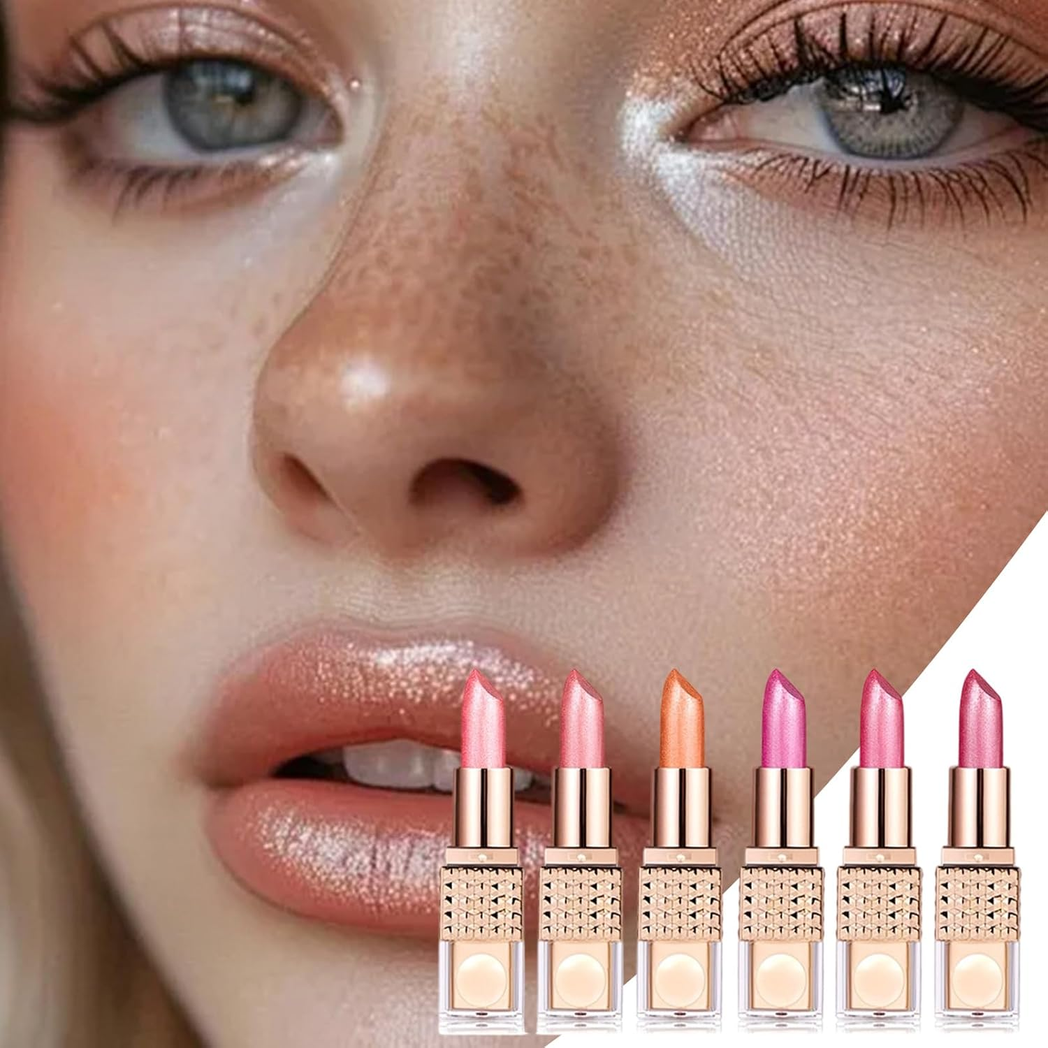 Shimmer Lipstick - Shimmer Matte Lipstick Set,Long-Lasting Hydrating Makeup Lip Sticks for Party Wedding Bridal Everyday Use by Girls and Women image number 3