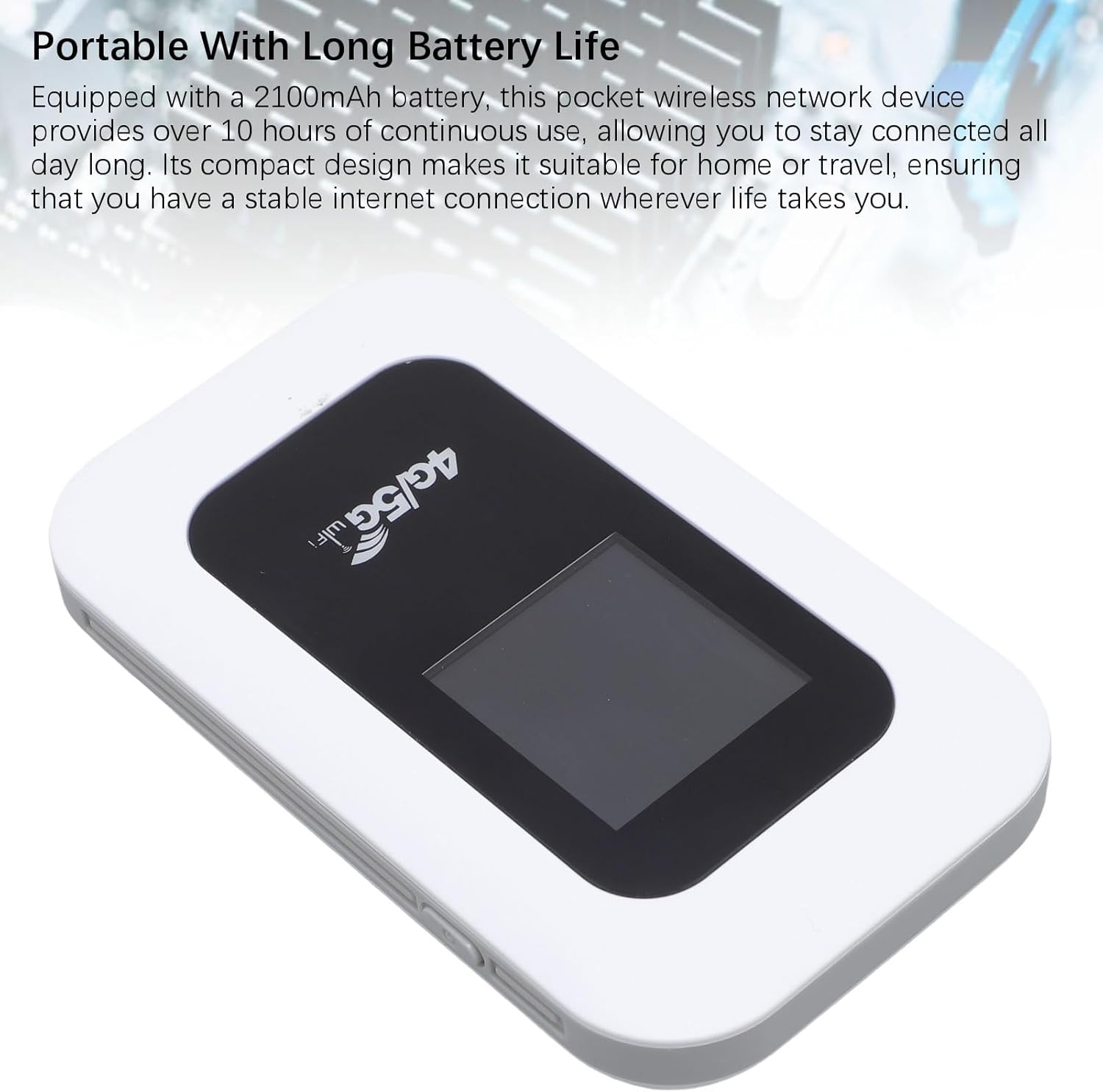 YUEHISY Portable Wifi Device with 4G and 5G SIM Card Slot, Supports LTE CAT4, up to 300Mbps, 10 Devices, 2100Mah Battery, Suitable for Home or Travel. Compact Design, Easy Setup, Enjoy image number 1