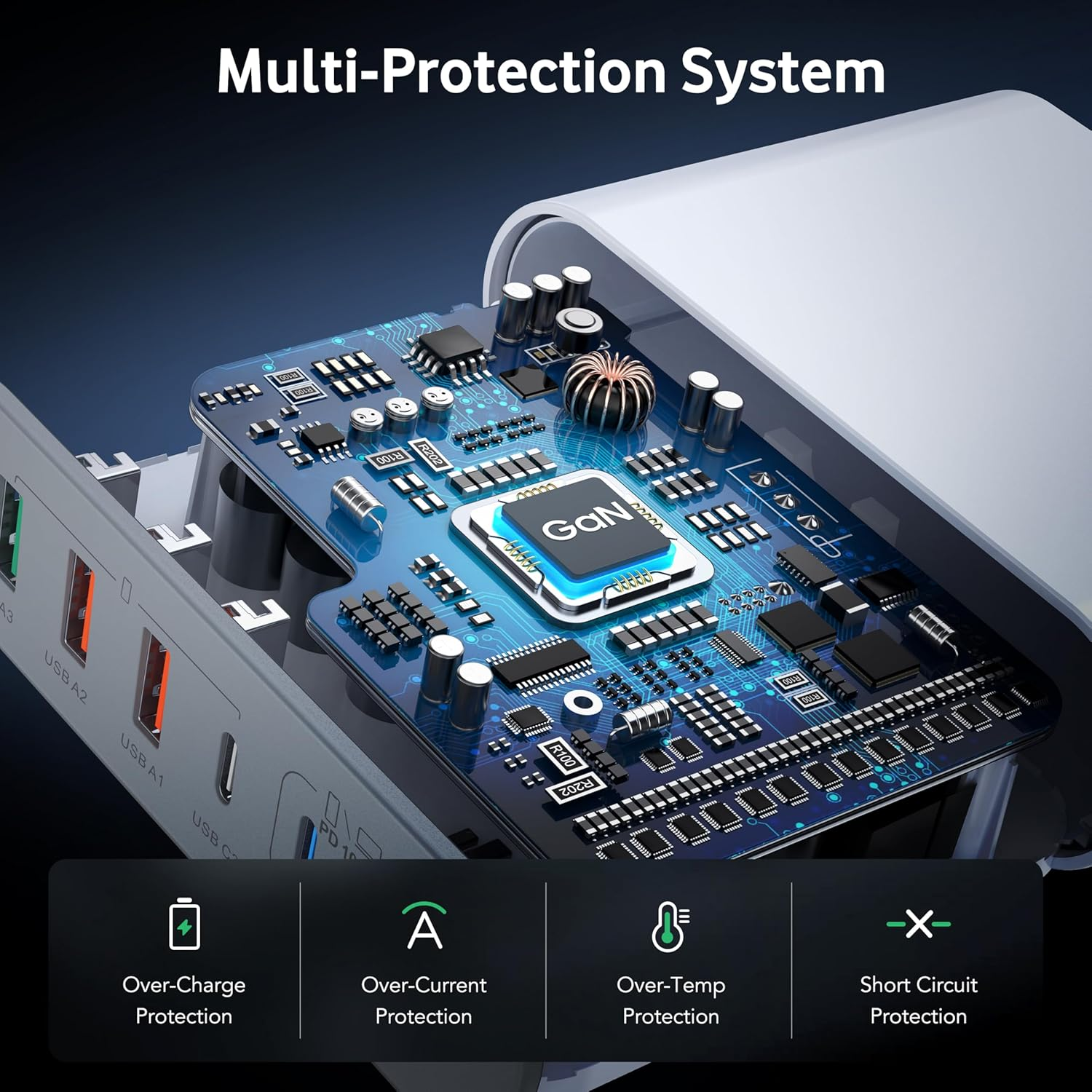 200W USB C Charger, Multi-Port Charging Hub, Gan & Portable Charger Station, Laptop Power Adapter for Macbook Air Pro, Ipad, Iphone 17 16 15 14, Samsung Galaxy, Google Pixel,Motorola,Steam Deck - White-200W image number 3