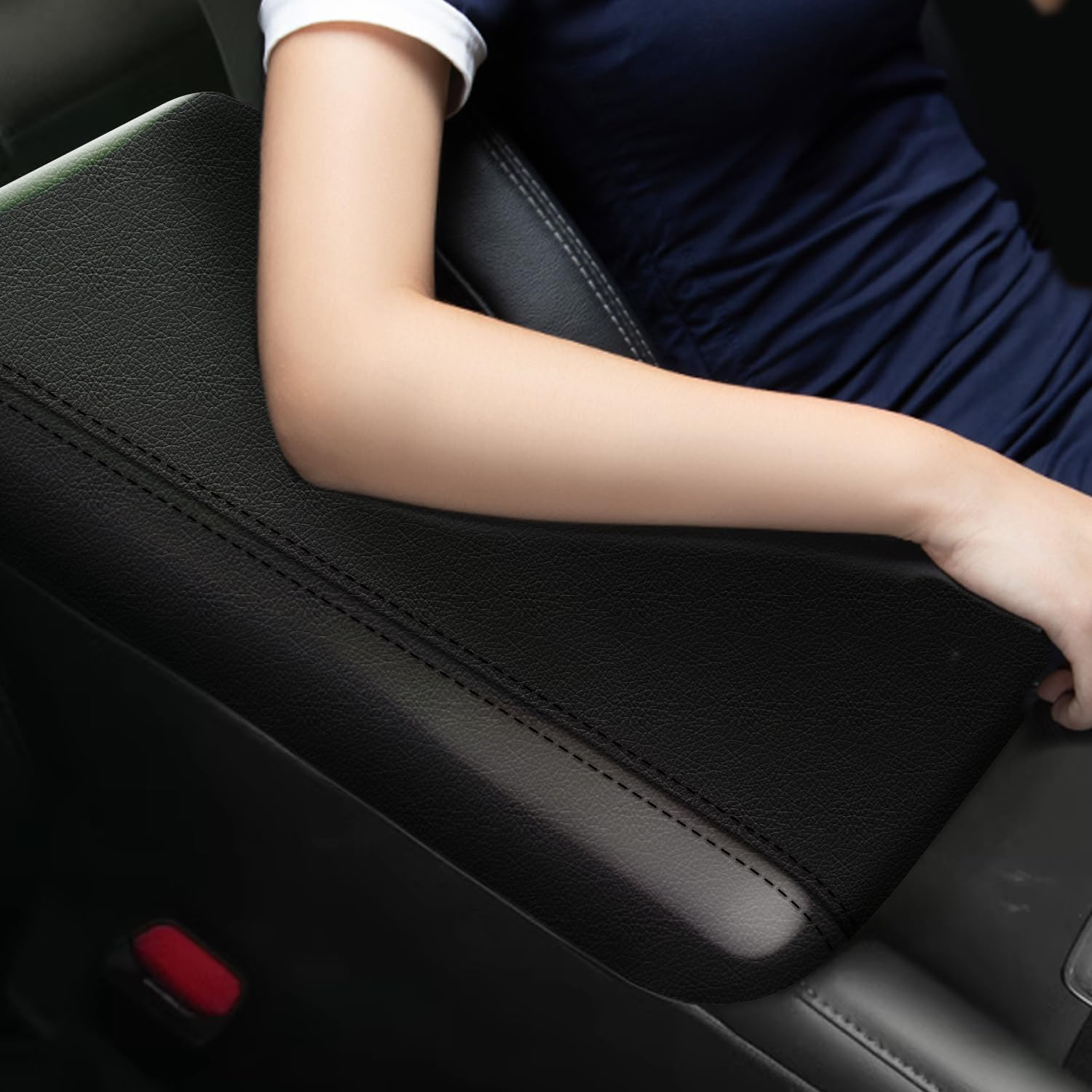 Faccaibbg Armrest for 2019 2020 2021 2022 2023 2024 2025 Mazda 3 Arm Rest Cover for Car Mazda 3 Hatchback/Sedan Waterproof Leather Center Console Cover (Black) image number 2