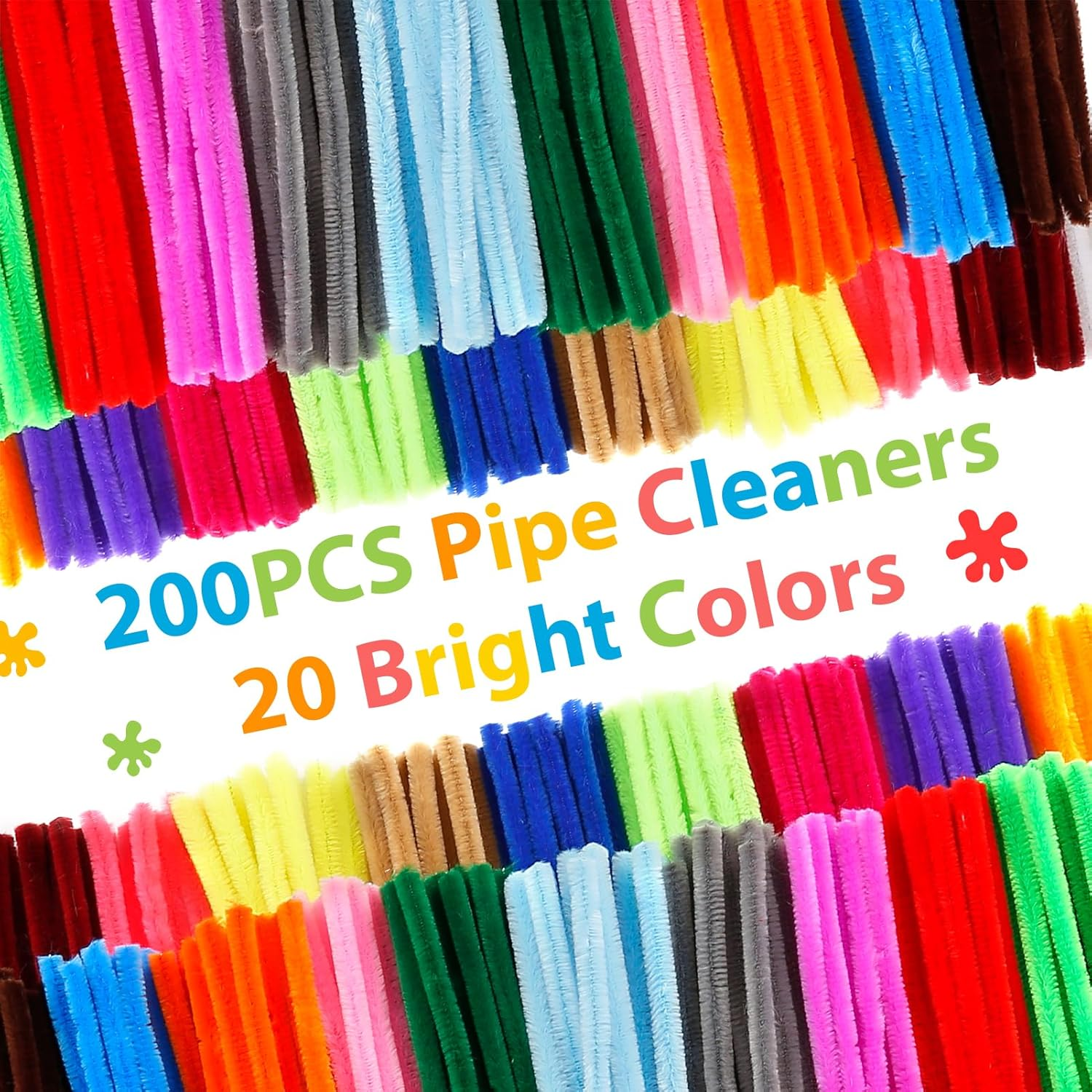 Caydo 200 Pieces Extra Thick Pipe Cleaners Craft Supplies 20 Colors Chenille Stems for Kids Craft Projects and Decoration (9 Mm X 30Cm)