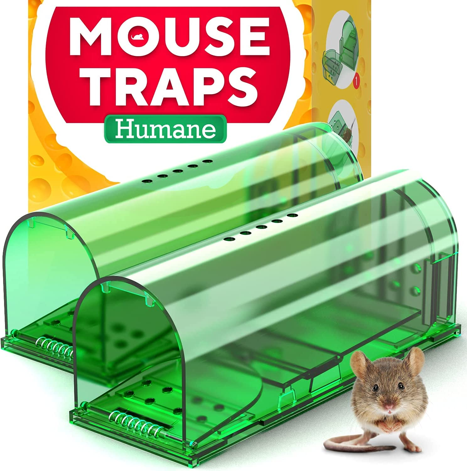 Humane Catch and Release Indoor/Outdoor Mouse Traps Pack of 2 - Easy Set Durable Traps, Safe for Children, Pets and Humans - Instantly Remove Unwanted Vermin from Your Home image number 4