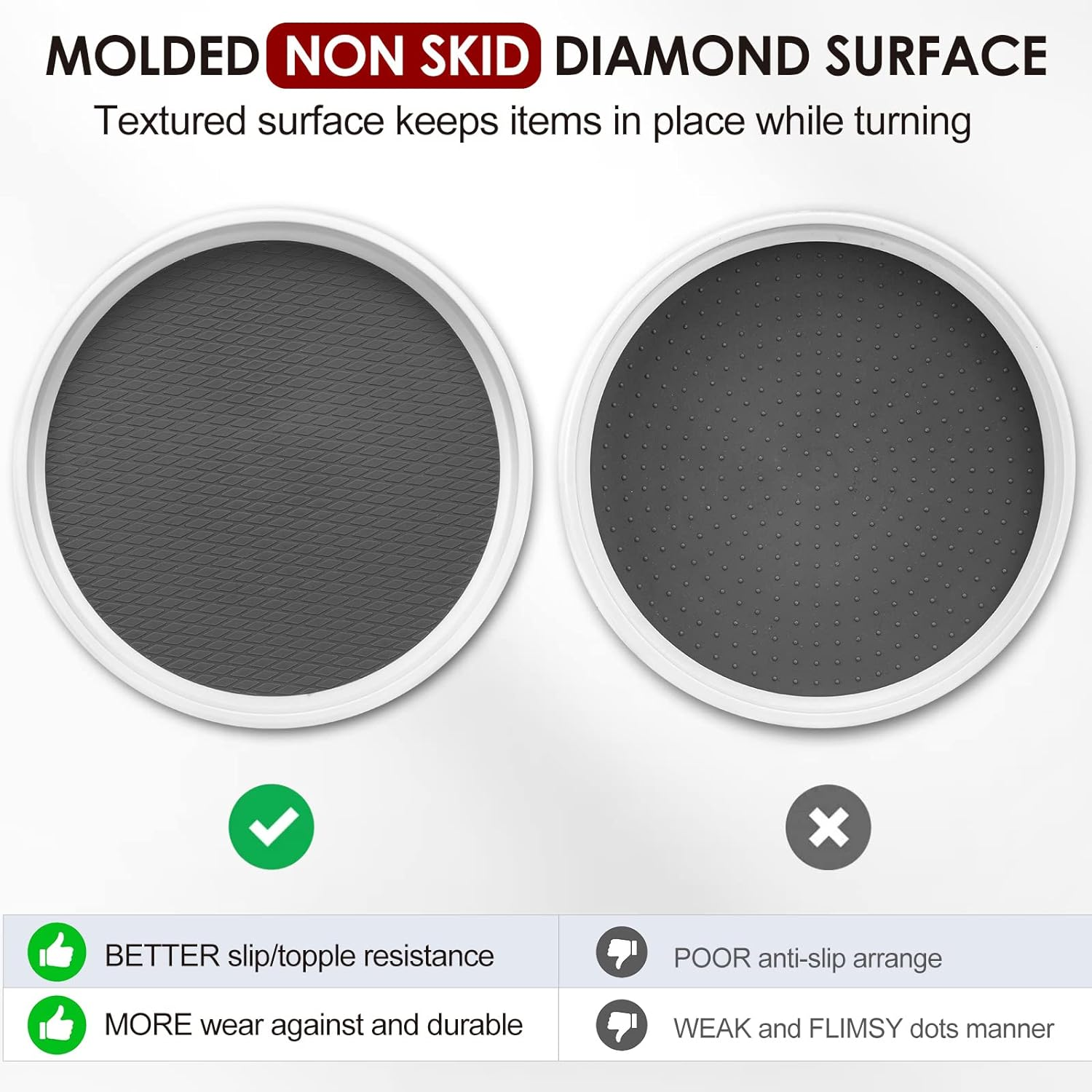 Set of 4, 10 Inch Non-Skid Lazy Susan Organizers - Turntable Rack for Cabinet, Pantry Organization and Storage, Kitchen, Fridge, Bathroom Makeup Vanity Countertop, under Sink Organizing, Spice Rack image number 5