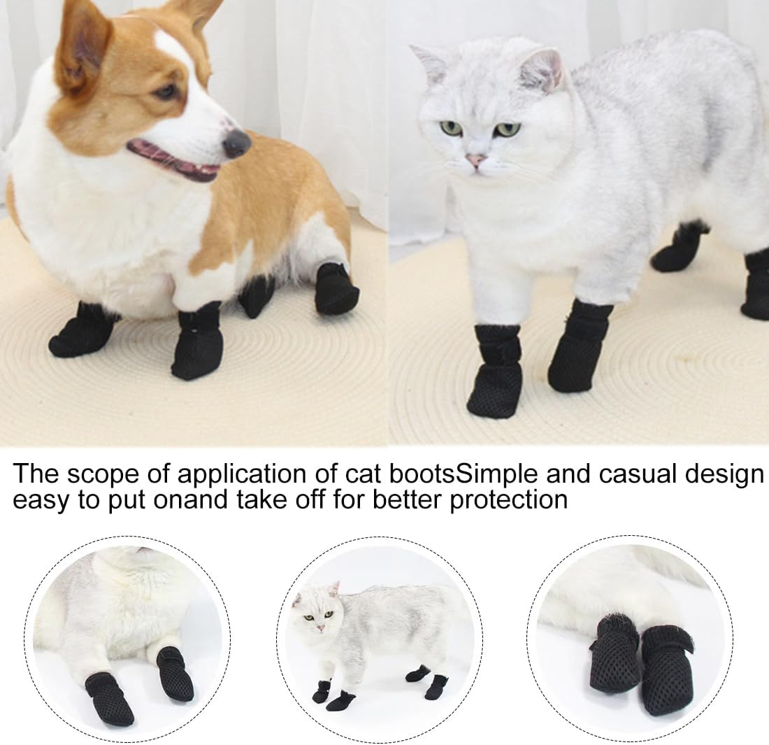 Pack of 4 Dog Shoes, Paw Protection for Dogs, Dog Shoes for Large Dogs, Paw Protection Dog Injury, Dog Shoes, Paw Protection, with Non-Slip Sole, for Small, Medium Dogs image number 4