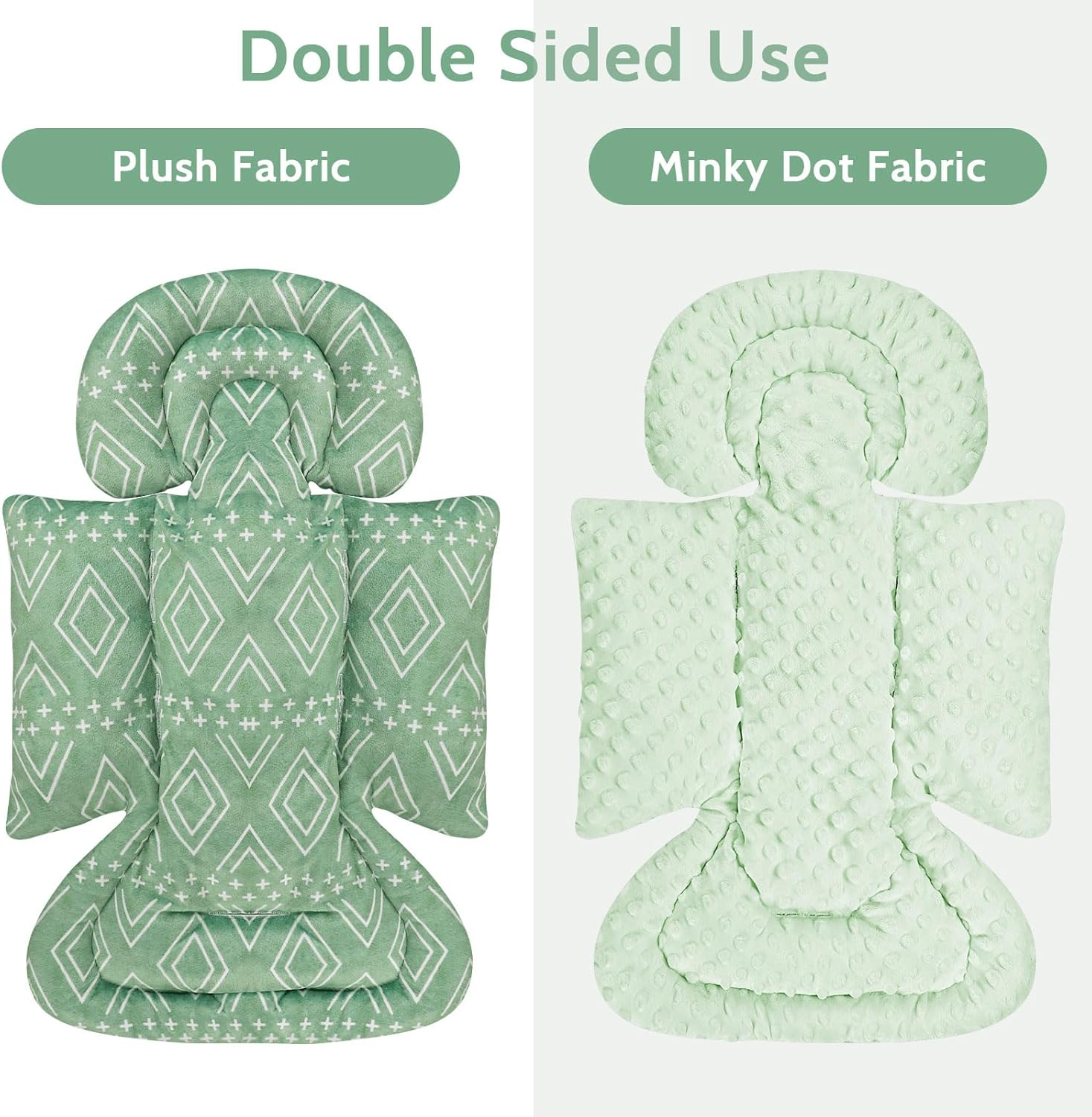 TANOFAR Car Seat Head Support Baby - Infant Car Seat Insert for Newborn Girls Boys - Soft Carseat Head Support for Infant - Newborn Carseat Insert for Car Seats, Strollers, Swings, Bouncer (Green) image number 2