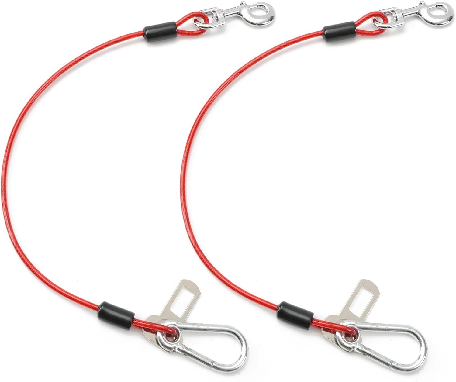 Dog Seat Belt for Car, 2Pcs Chew Proof Dog Tether Cable(32Inch Red) image number 3
