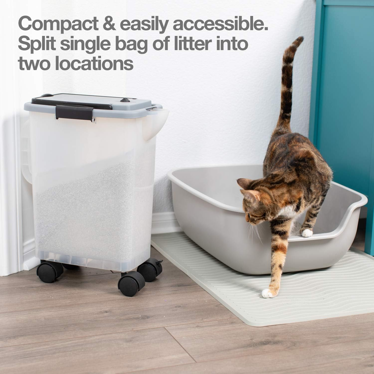 Petfusion Betterbin Portable Litter Storage Container (16.5 X 11.7 X 19) | Holds up to 25 Lbs/10 Gallons, Great for Dry Dog and Cat Food | Adjustable Spout, Back & Top Handles, Heavy Duty Wheels image number 4