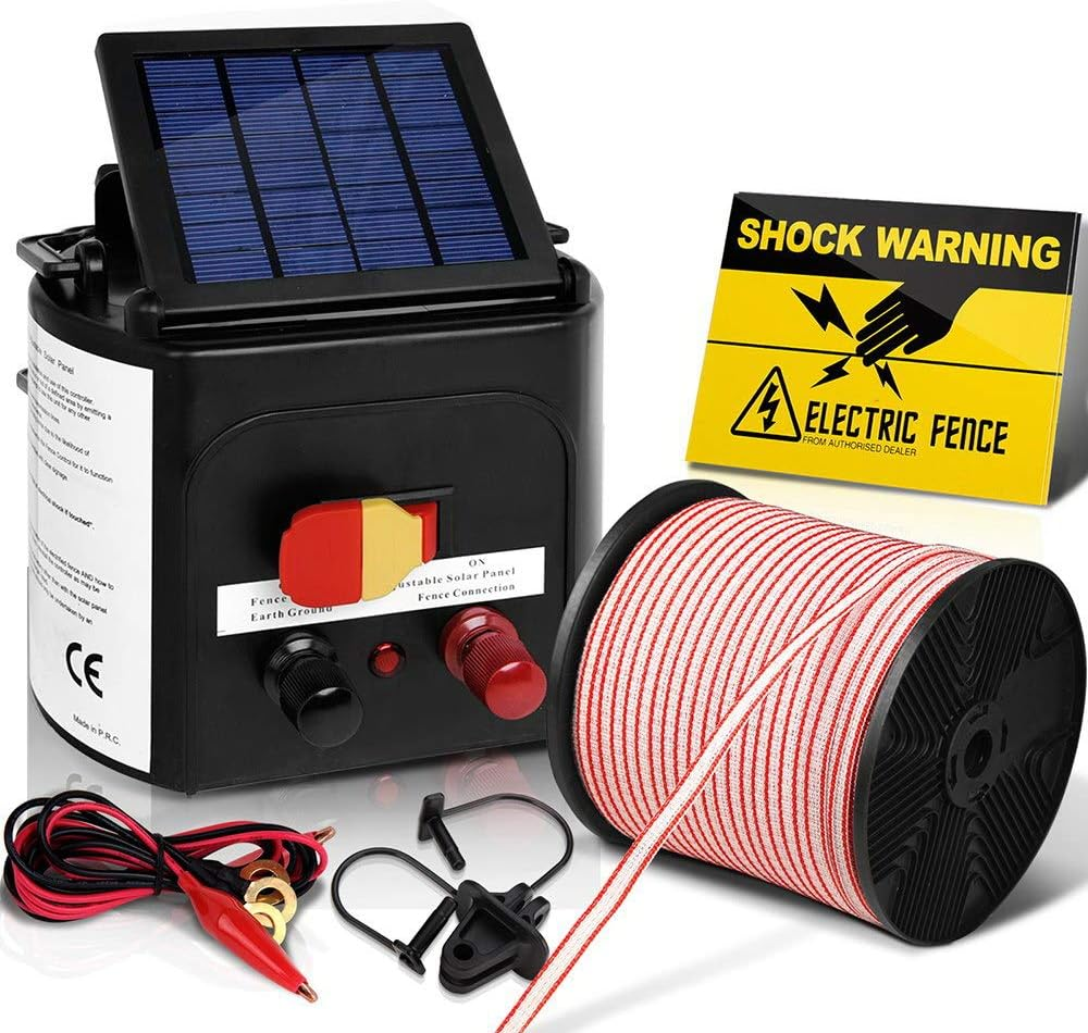 Giantz Fence Energiser 5Km Solar Energizer Charger Electric Wire, Fencing Equipment, 0.15J Discharge Energy Lead Sealed Battery Panel 400M Polytape Width 12Mm image number 2