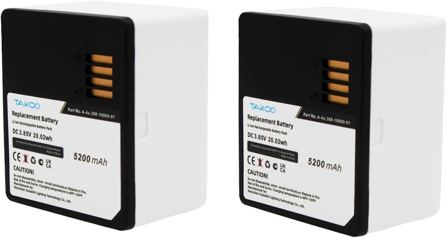 2-Pack Replacement Battery Compatible with Arlo Ultra Ultra 2 Arlo Pro 4 Pro 3 Arloultra+Vma5400-10000S VMC5040 PN A-4A 308-10069-01 3.85V/ 5200Mah image number 3