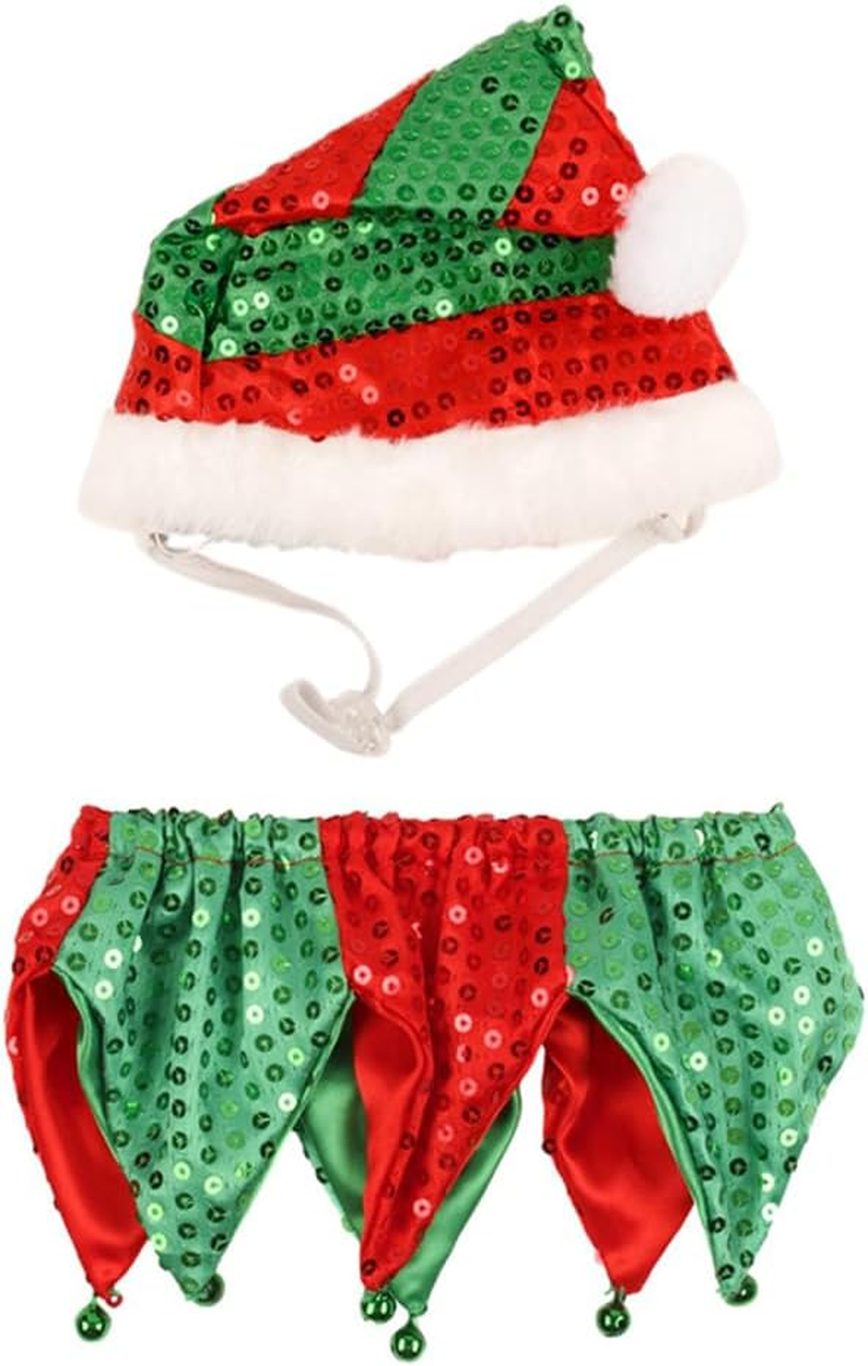 Christmas Elf Costume Dogs Cats with Hat Festive Holiday Outfit for Pets Design:Elf Hat