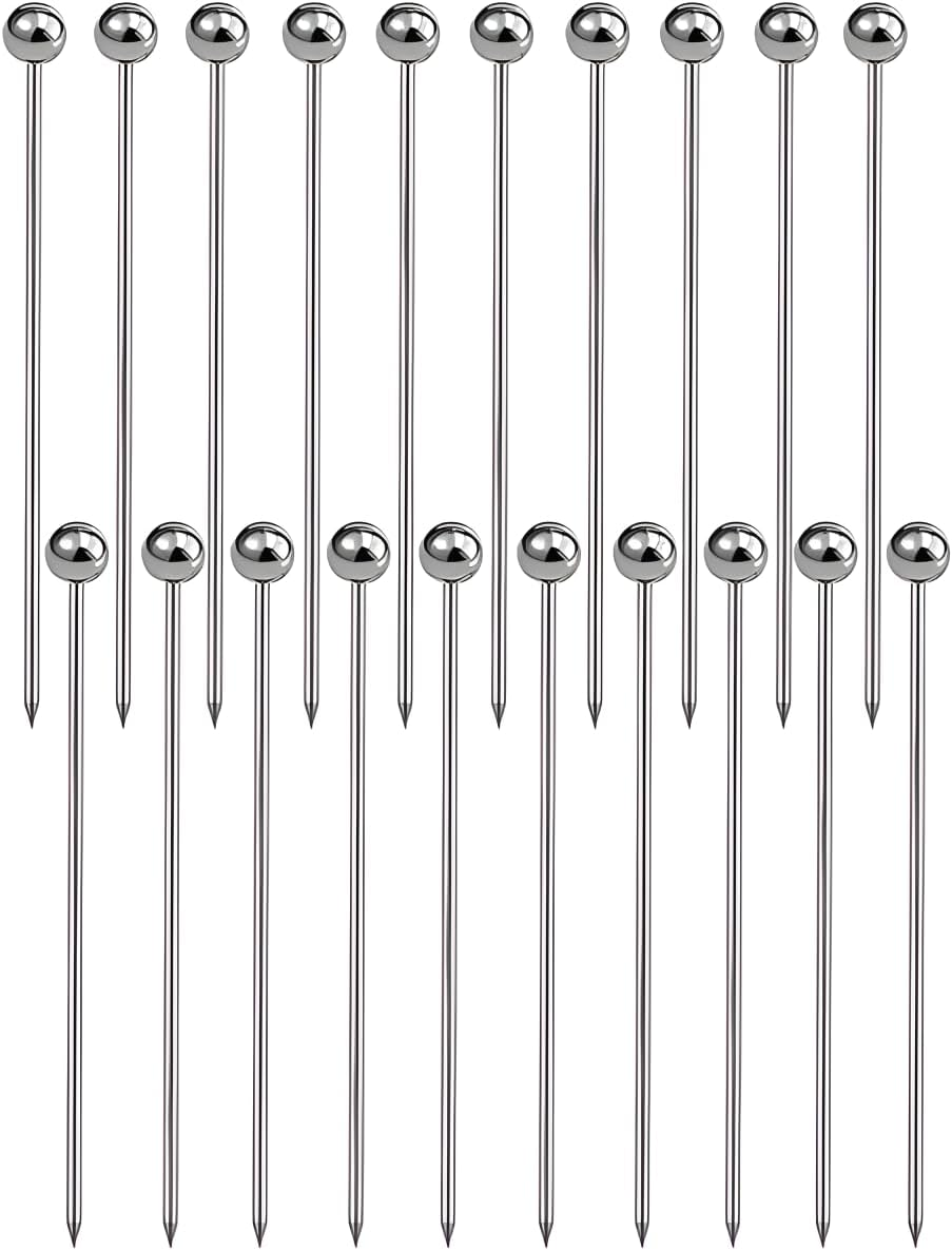 Stainless Steel Fruit Toothpicks,Cocktail Picks Appetizer Skewers Cleanable and Reusable,Toothpicks for Food and Drinks, Bar Party, Barbeque Snacks, Sandwiches and Fruit 20Pcs（Silver） image number 3