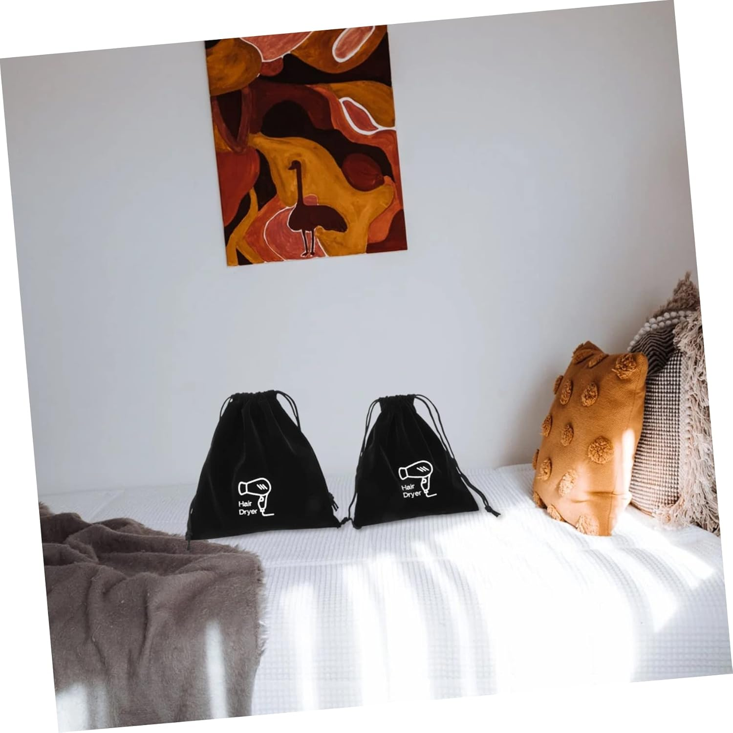 Beavorty 6Pcs Stylish Hair Tool Bag Travel Storage Bag Drawstring Guest Supplies for Hair Dryer image number 3