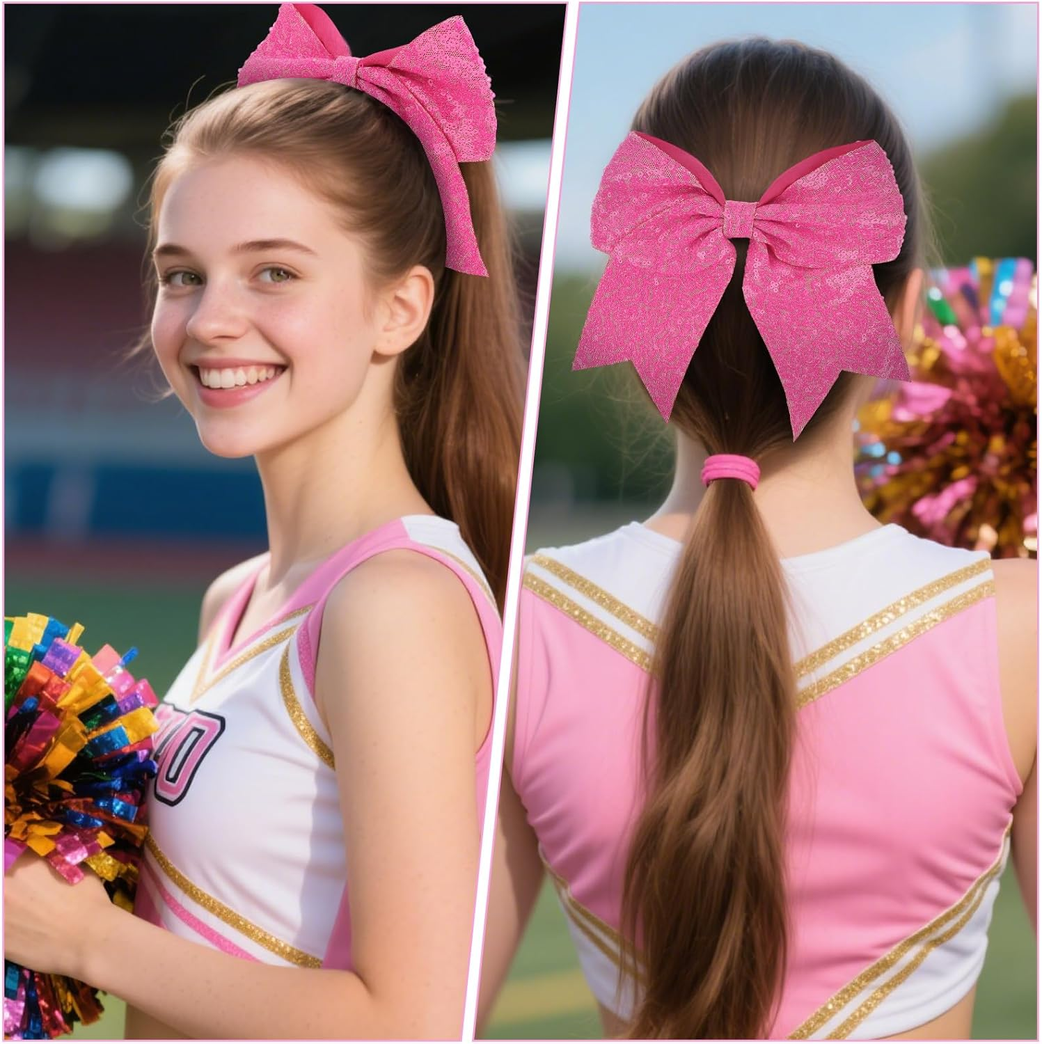 Srotmirw Women'S Hair Scrunchies, Pack of 2 Light Pink Bow Braid Scrunchies for Women and Girls for Everyday Use or Party image number 5