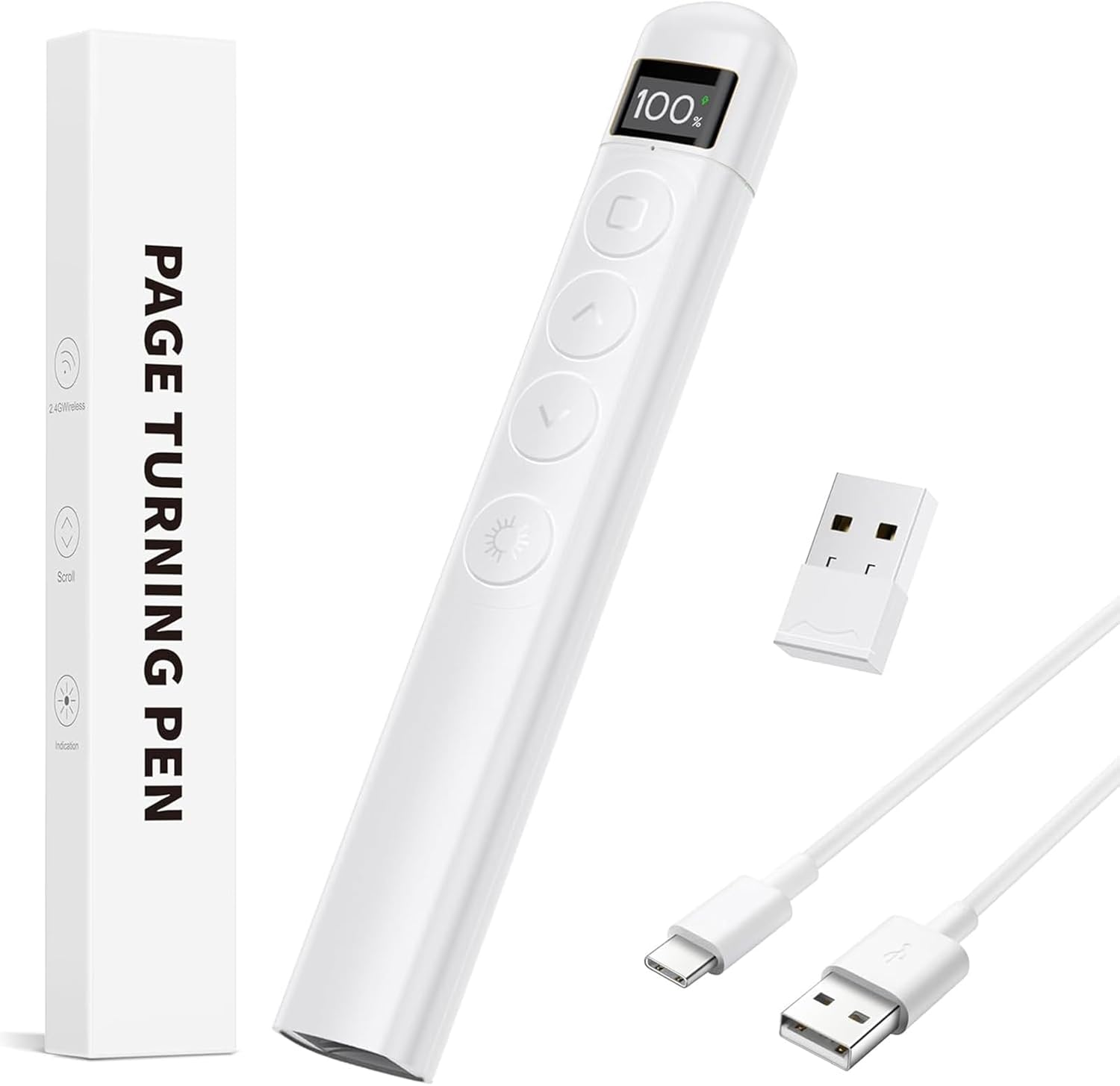 Rechargeable Wireless Slide Presenter with LED Digital Screen, Wireless Presenter Remote, Plug & Play, Slide Advancer for Computer/Mac/Laptop image number 4