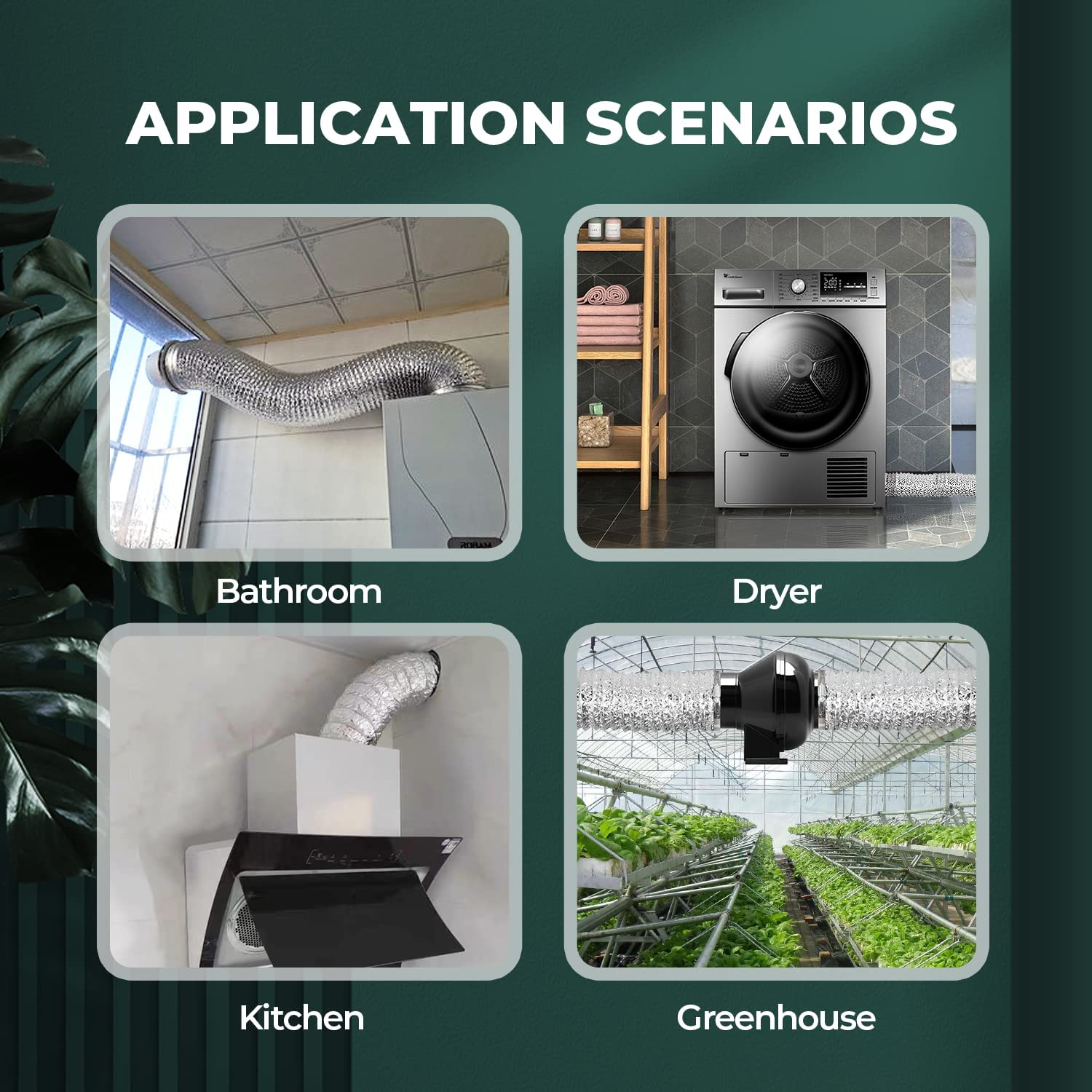 Ipower 6 Inch 25 Feet Non-Insulated Flex Air Aluminum Ducting Dryer Vent Hose for HVAC Ventilation, 2 Clamps Included image number 6