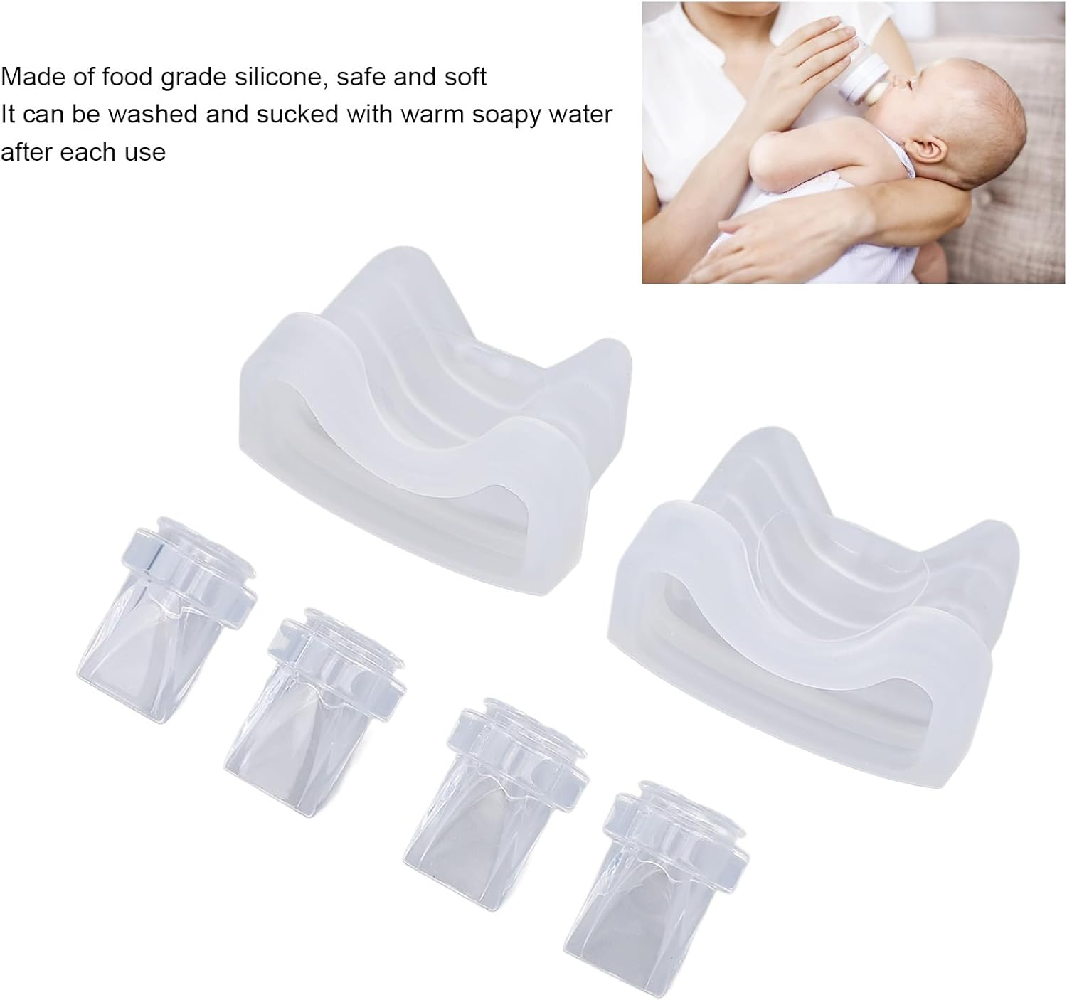 4Pcs Duckbill Valves and 2Pcs Silicone Diaphragm for S21 Wearable Breastfeeding Pump Replacement Pump Parts, Leak Prevention
