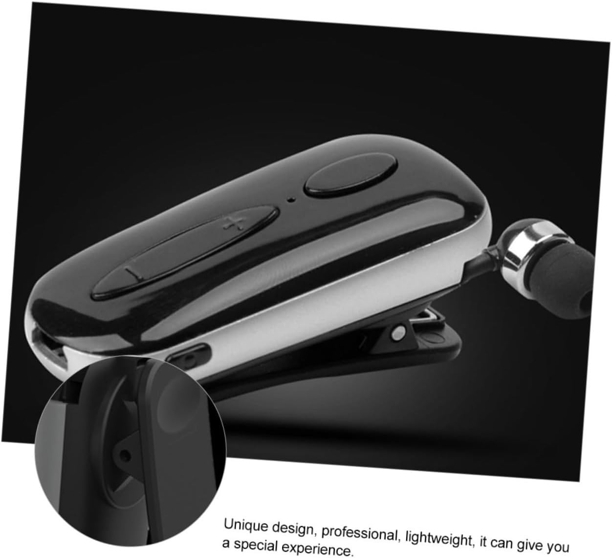 NUOBESTY Retractable Wireless Clip-On Earbuds Sports Headphone Lightweight Black for Running Workout with Adjustable Cable and Dc5.0V Compatibility image number 1