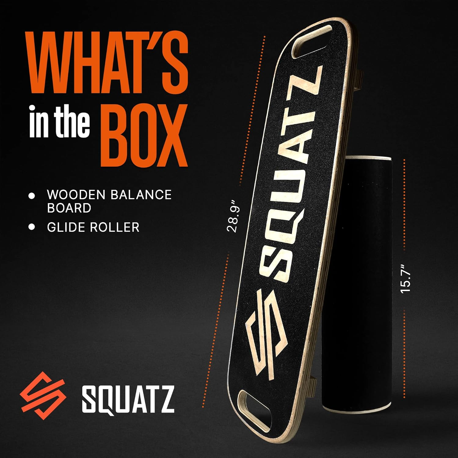 SQUATZ Wooden Balance Board, Standing Desk Exercise Equipment W/ Ergonomic Design & Comfortable Non-Slip Surface, Wobble Board for Skateboard, Hockey, Snowboard, Surf Training, & Includes Digital Workout Program image number 6