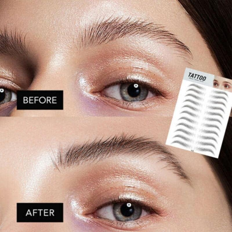 3D Hair-Like Stick-On Authentic Eyebrows Waterproof Eyebrow Tattoo Sticker - Natural Look Stick-On Eyebrows image number 2