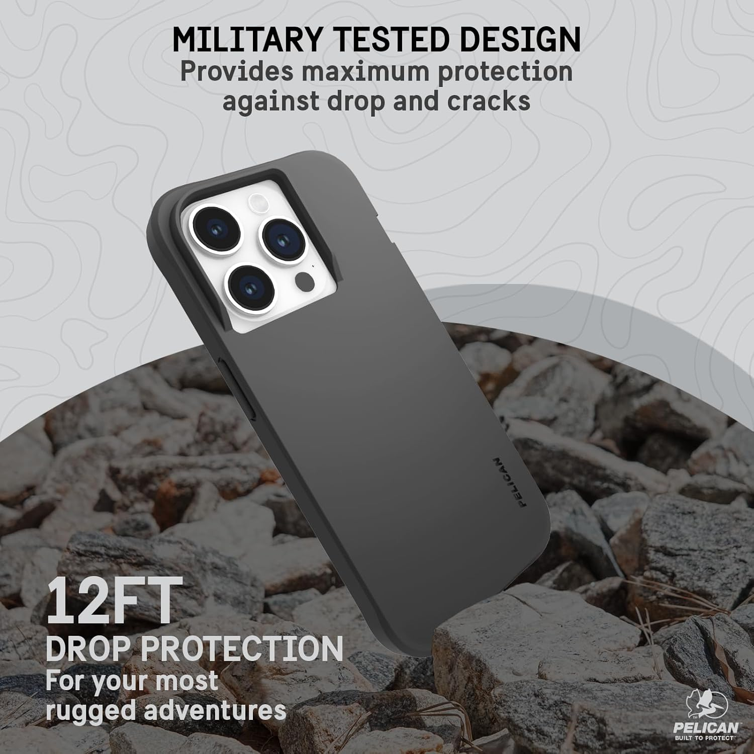 Pelican Ranger Series - Iphone 15 Pro Case 6.1' [Wireless Charging Compatible] Protective Phone Case with Anti-Scratch Tech [12FT Mil-Grade Drop Protection] Slim Rugged Cover for Iphone 15 Pro - Black