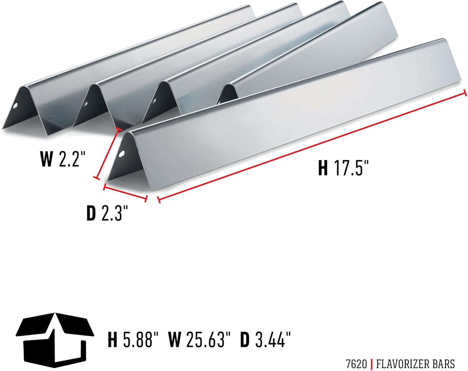 Weber 7620 Gas Grill Stainless Steel Flavorizer Bar Set for 300 Series Gas Grills (17.5 X 2.25 X 2.375) image number 4
