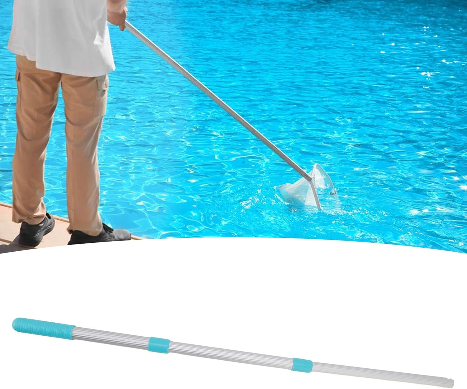 TOPINCN Swimming Pool Telescopic Pole Convenient Aluminum ABS Pool Net Handle for All Tools, High Toughness and Widely Applicable image number 2