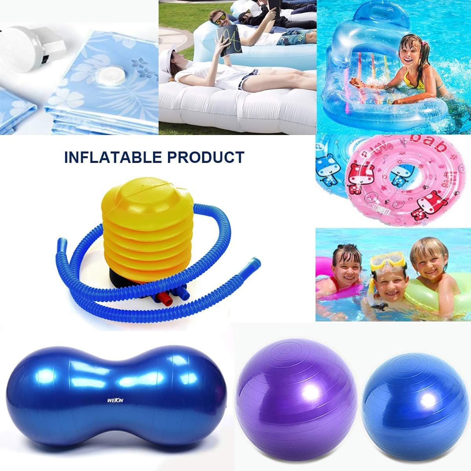 Foot Pump, with Plug Pin Stopper Adapter Kit, Plastic Corrugated Tube Foot Operation Inflatable Air Pump for Sports Fitness Balloon Swimming Ring Pool Float Inflatable Bed Pillow Boat Outdoor image number 3